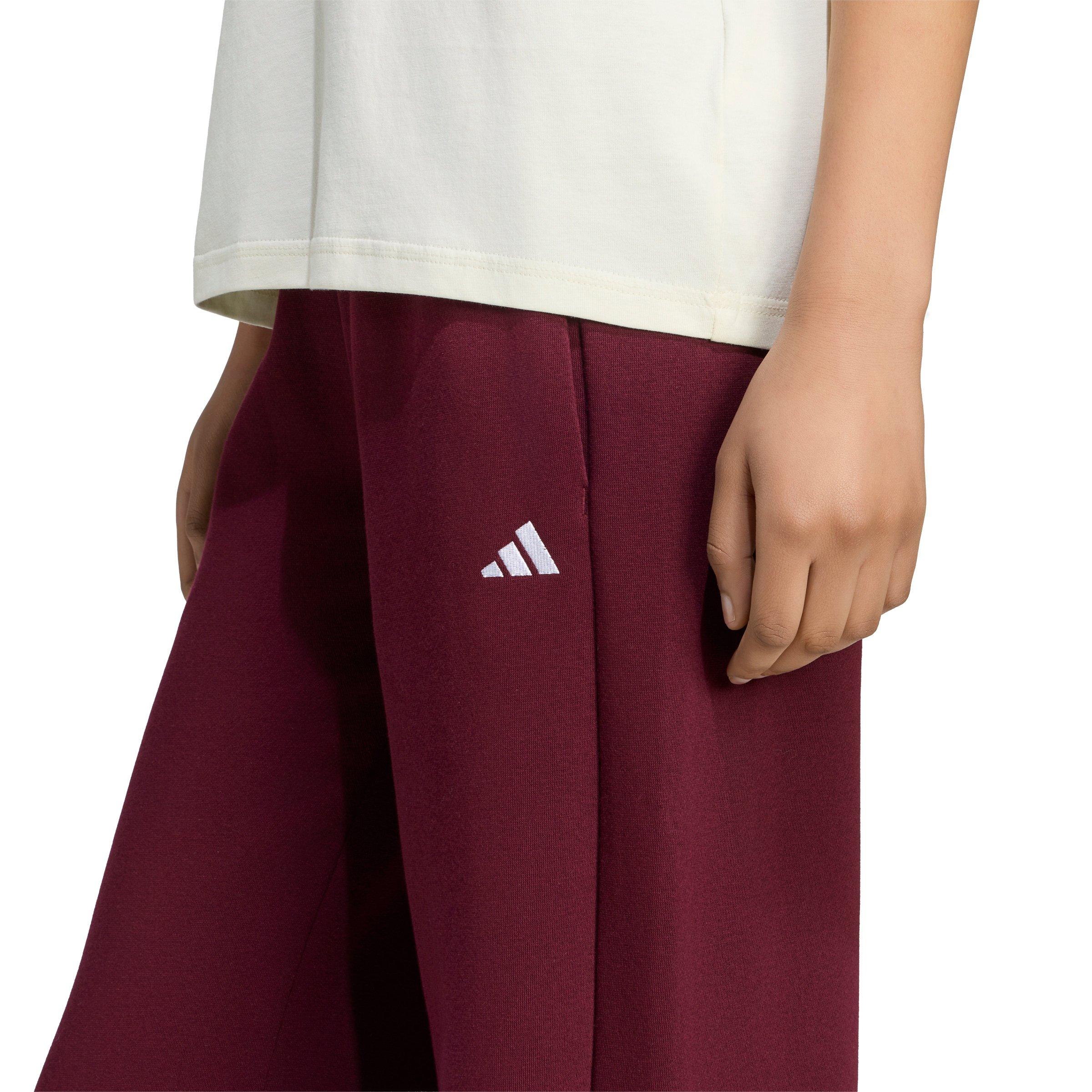 adidas Women's Essentials Small Logo Feel Cozy Open-Hem Pants - Maroon - MAROON