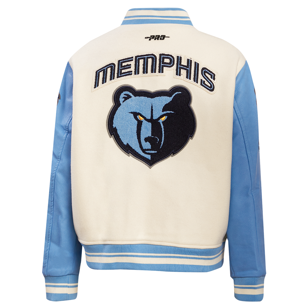 Pro Standard Women's Memphis Grizzlies Retro Classic Varsity Jacket - Eggshell/Blue - EGGSHELL/BLUE Thumbnail View 2
