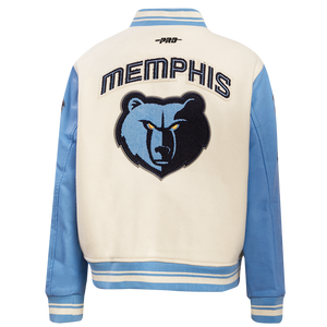 Pro Standard Women's Memphis Grizzlies Retro Classic Varsity Jacket - Eggshell/Blue