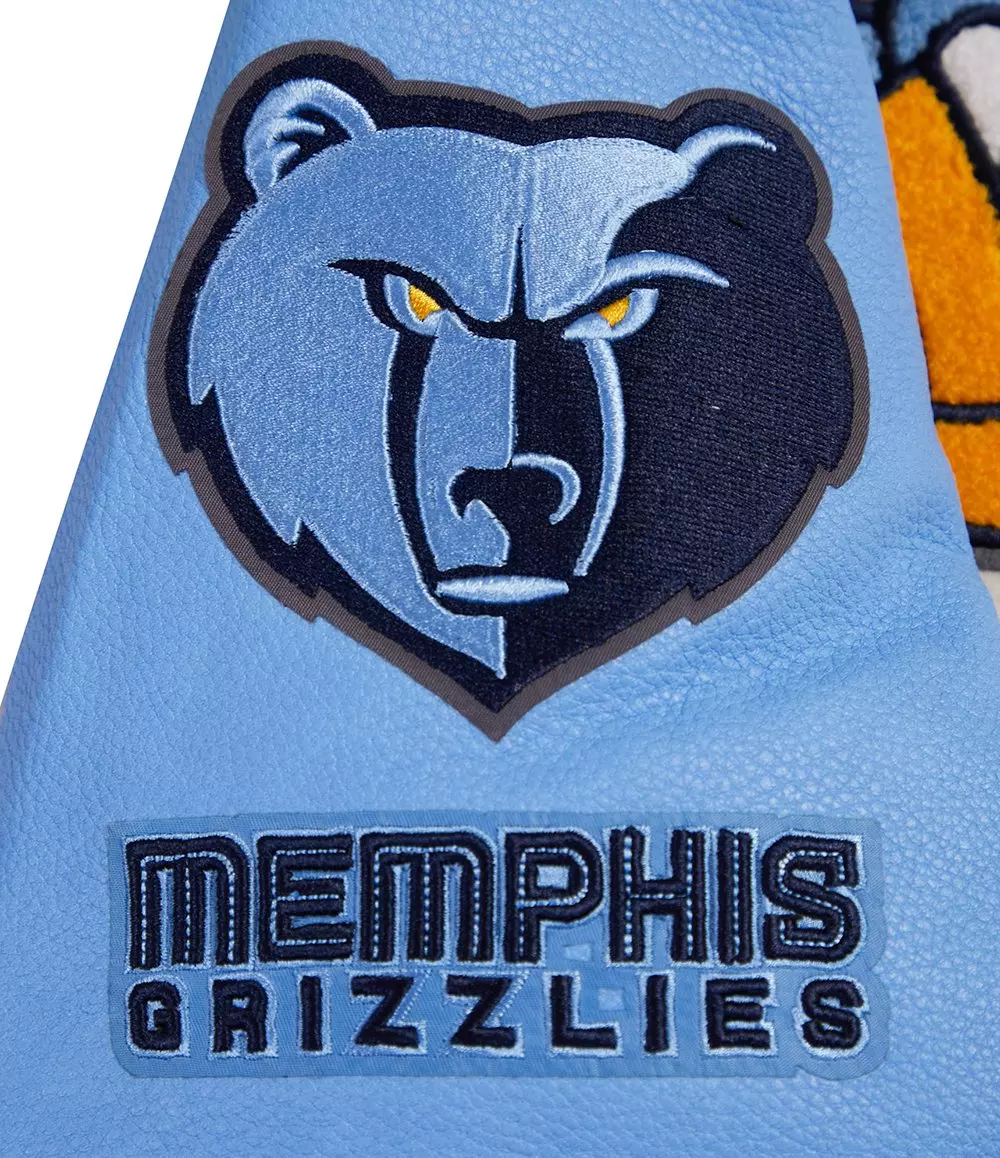 Pro Standard Women's Memphis Grizzlies Retro Classic Varsity Jacket - Eggshell/Blue - EGGSHELL/BLUE