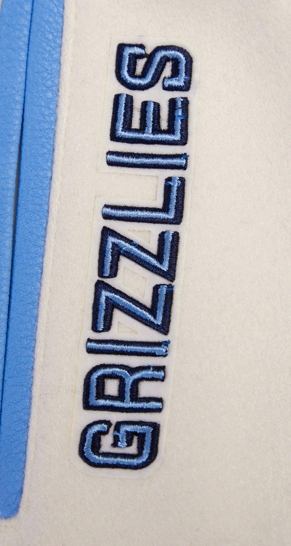 Pro Standard Women's Memphis Grizzlies Retro Classic Varsity Jacket - Eggshell/Blue - EGGSHELL/BLUE Thumbnail View 9