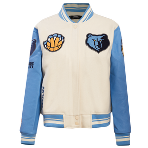 Pro Standard Women's Memphis Grizzlies Retro Classic Varsity Jacket - Eggshell/Blue