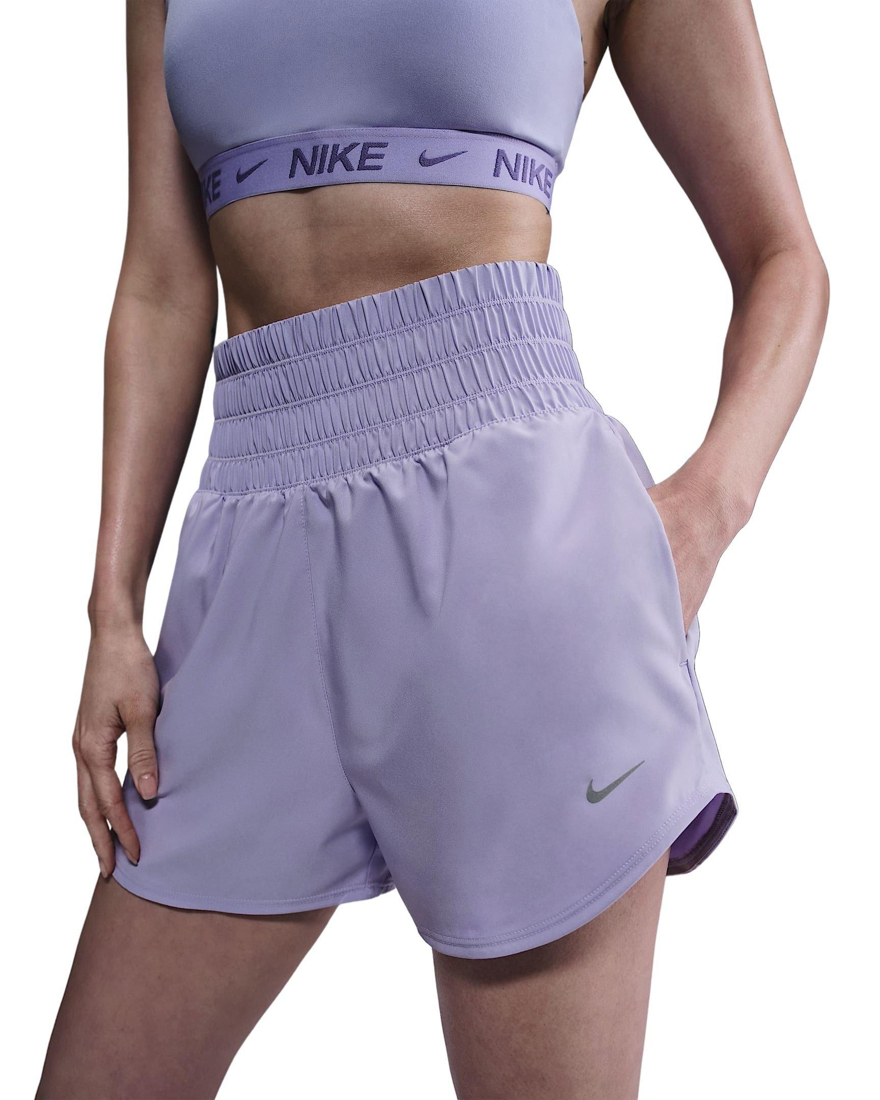 Nike Women's One Dri-FIT Ultra High-Waisted 3" Brief-Lined Shorts -Purple - PURPLE Thumbnail View 3