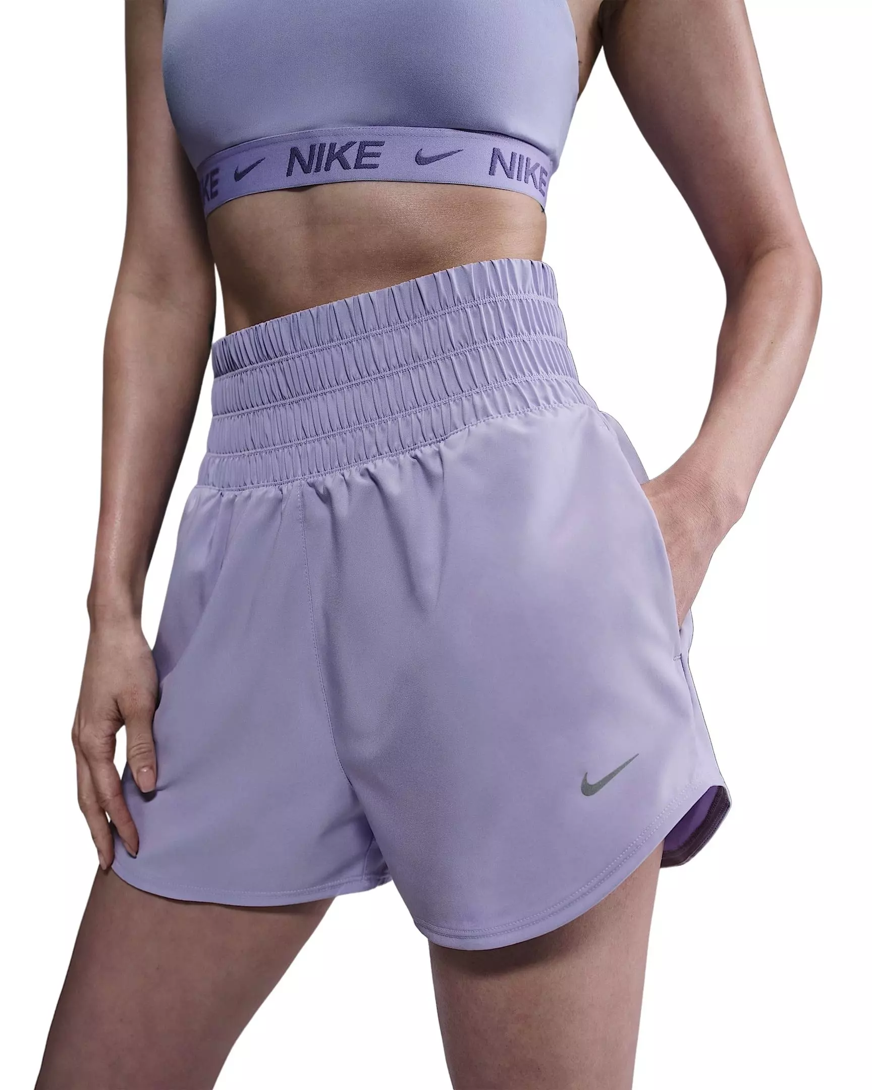Nike Women's One Dri-FIT Ultra High-Waisted 3" Brief-Lined Shorts -Purple - PURPLE