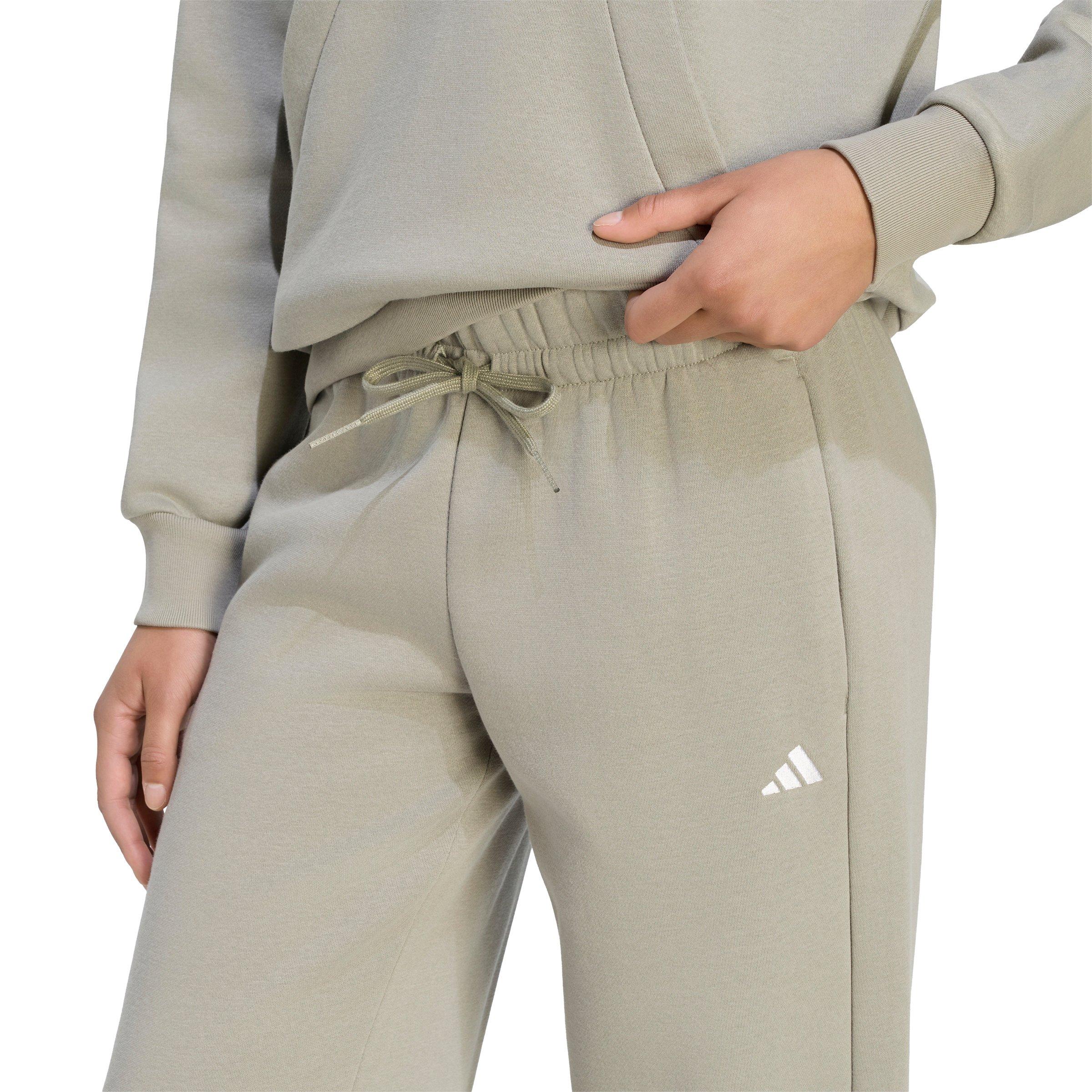 adidas Women's Essentials Small Logo Feel Cozy Open-Hem Pants - Silver Pebble - SILVER PEBBLE
