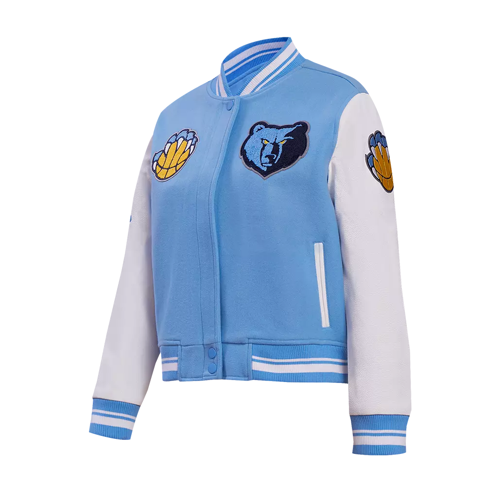 Pro Standard Women's Memphis Grizzlies Retro Classic Varsity Jacket - Blue/White - BLUE/WHITE