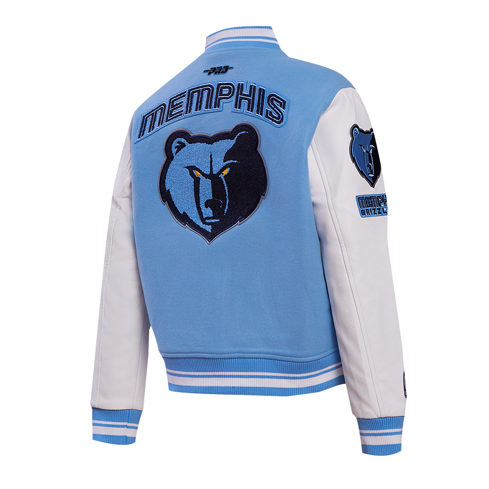 Pro Standard Women's Memphis Grizzlies Retro Classic Varsity Jacket - Blue/White - BLUE/WHITE Thumbnail View 4