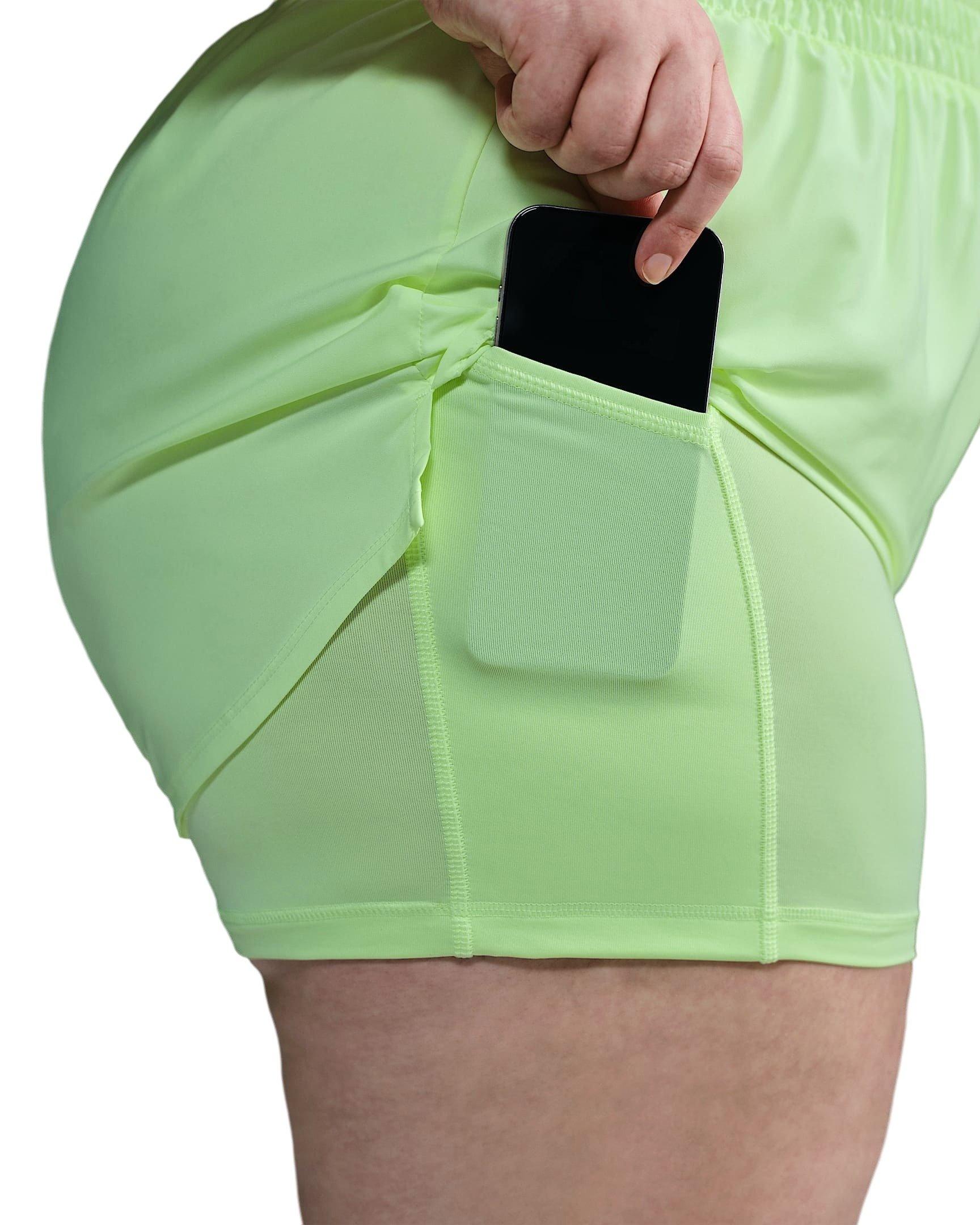 Nike Women's One Dri-FIT 3" 2-in-1 High-Waisted Shorts -Yellow - YELLOW Thumbnail View 4