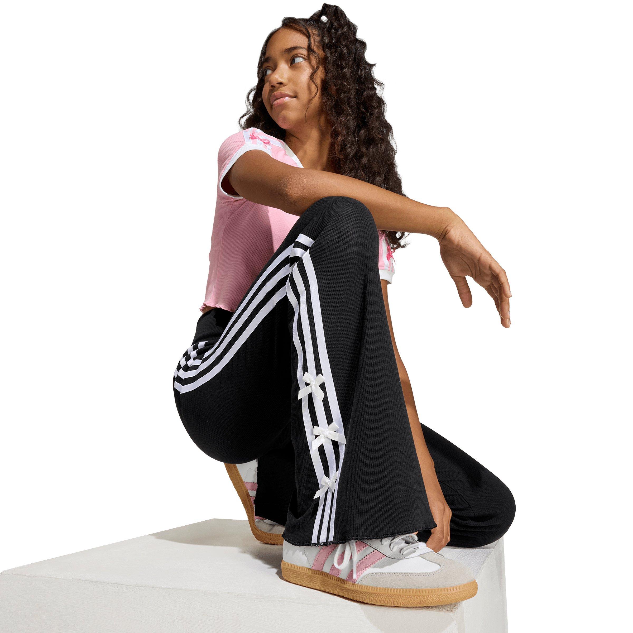 adidas Originals Big Girls' Disney High Waist Flared Leggings - Black - BLACK Thumbnail View 4