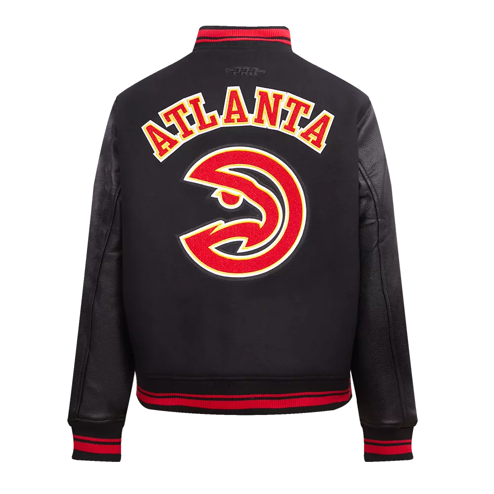 Pro Standard Women's Atlanta Hawks Retro Classic Varsity Jacket - Black/Red - BLACK/RED