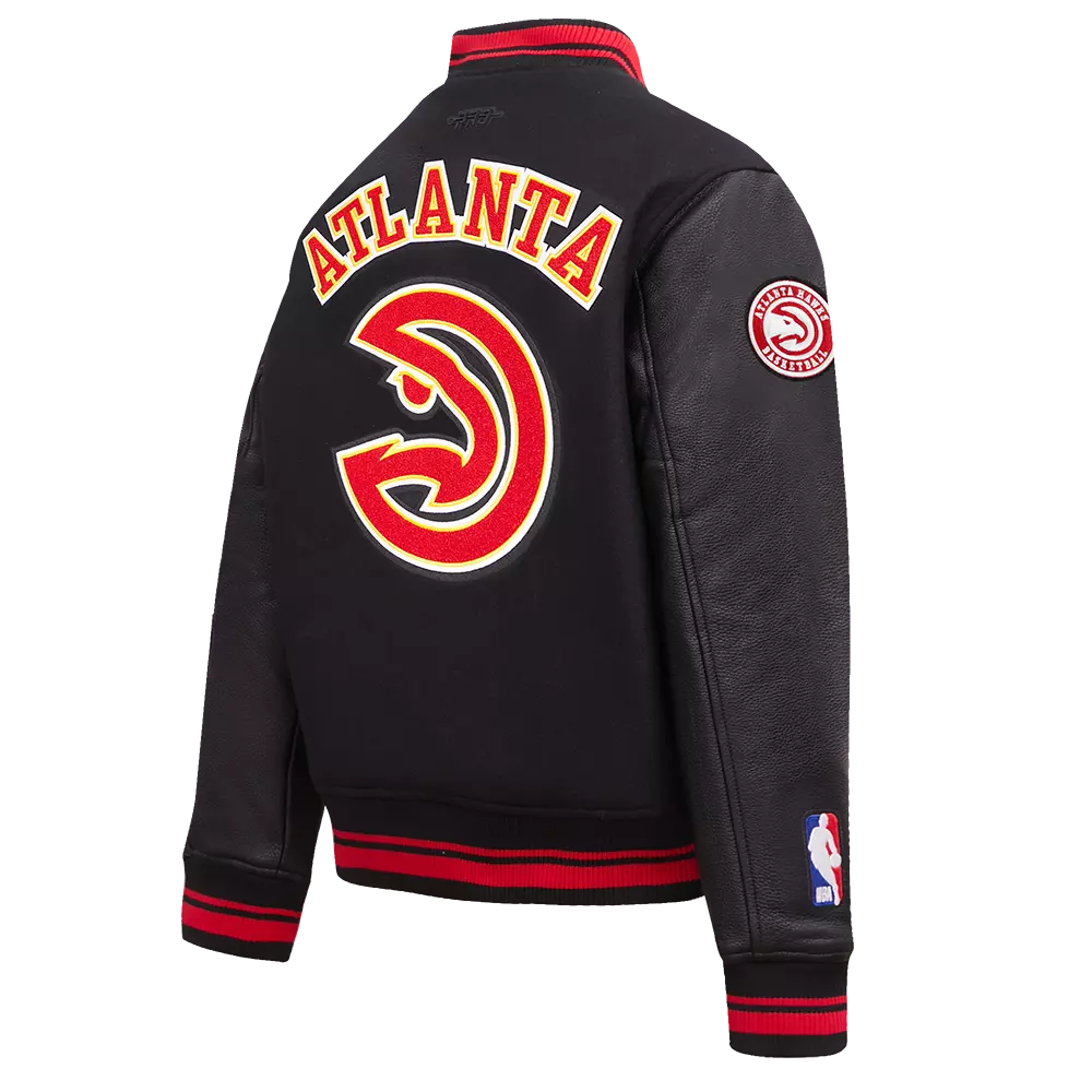 Pro Standard Women's Atlanta Hawks Retro Classic Varsity Jacket - Black/Red - BLACK/RED