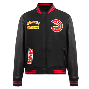 Pro Standard Women's Atlanta Hawks Retro Classic Varsity Jacket - Black/Red