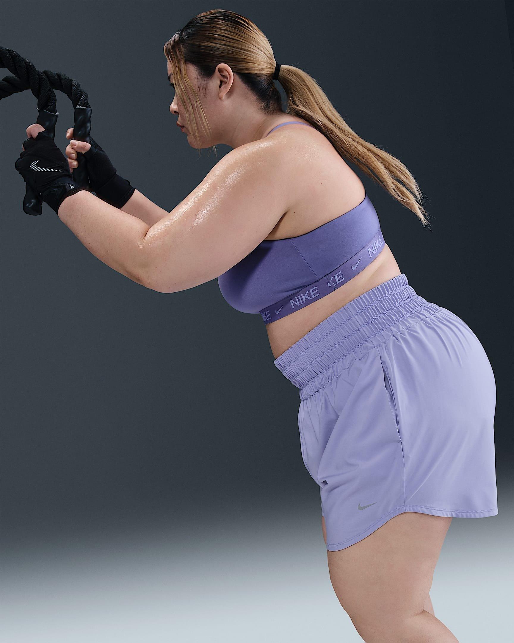 Nike Women's Dri-FIT One 3" Brief-Lined High-Waisted Shorts -Purple - PURPLE Thumbnail View 3