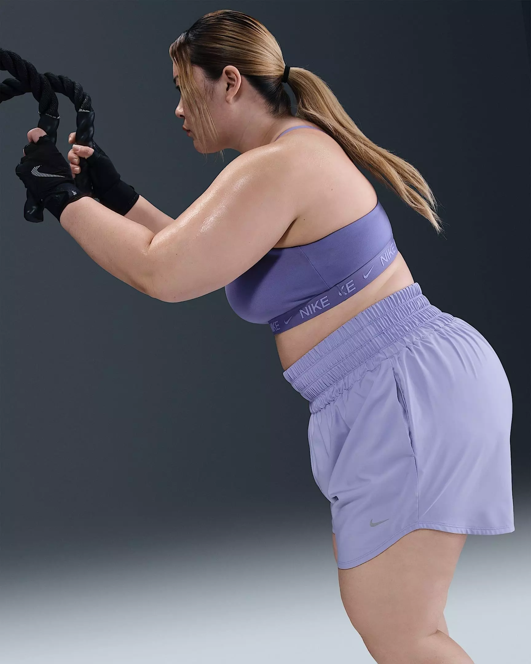 Nike Women's Dri-FIT One 3" Brief-Lined High-Waisted Shorts -Purple - PURPLE