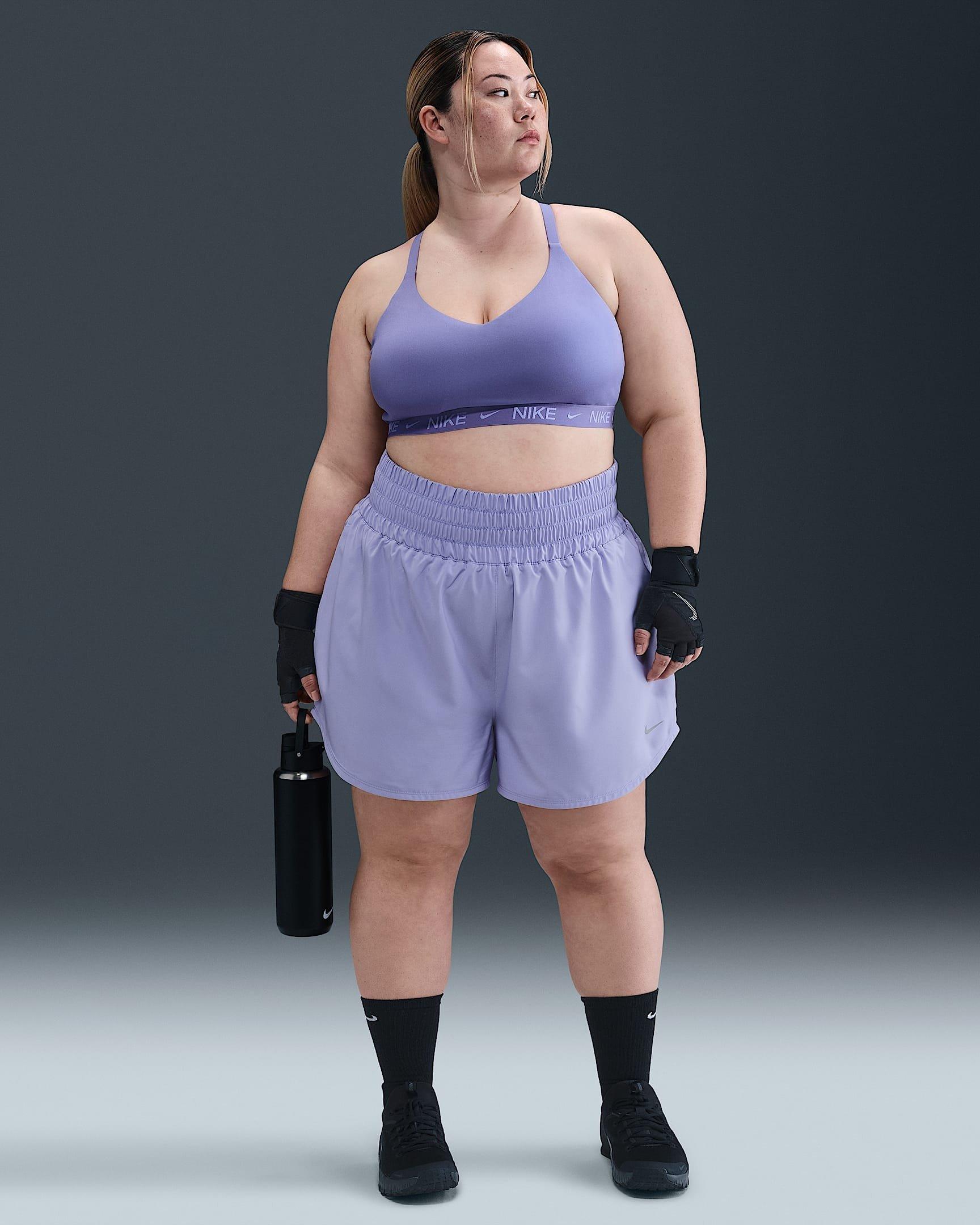 Nike Women's Dri-FIT One 3" Brief-Lined High-Waisted Shorts -Purple - PURPLE Thumbnail View 4