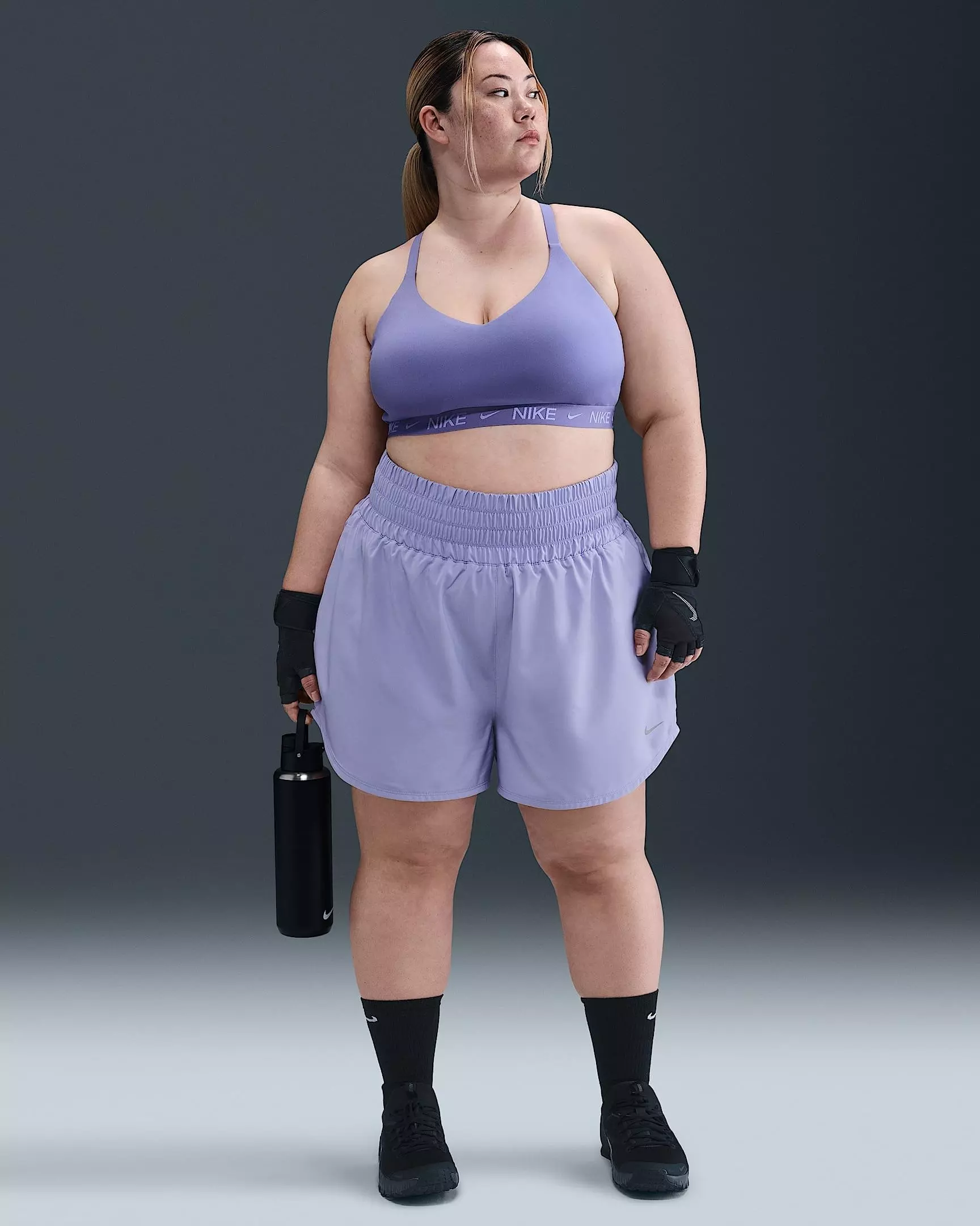 Nike Women's Dri-FIT One 3" Brief-Lined High-Waisted Shorts -Purple - PURPLE