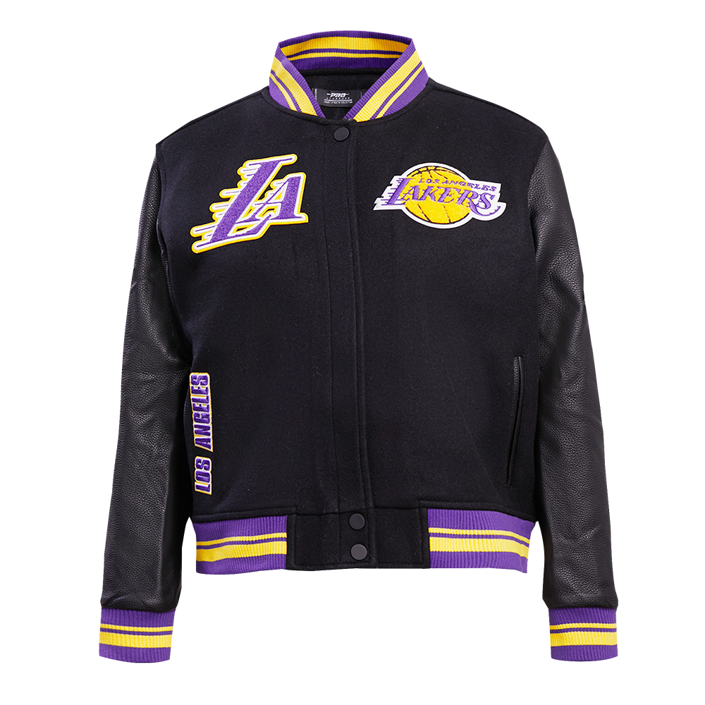 Pro Standard Women's Los Angeles Lakers Retro Classic Varsity Jacket - Black/Purple - BLACK/PURPLE Thumbnail View 1