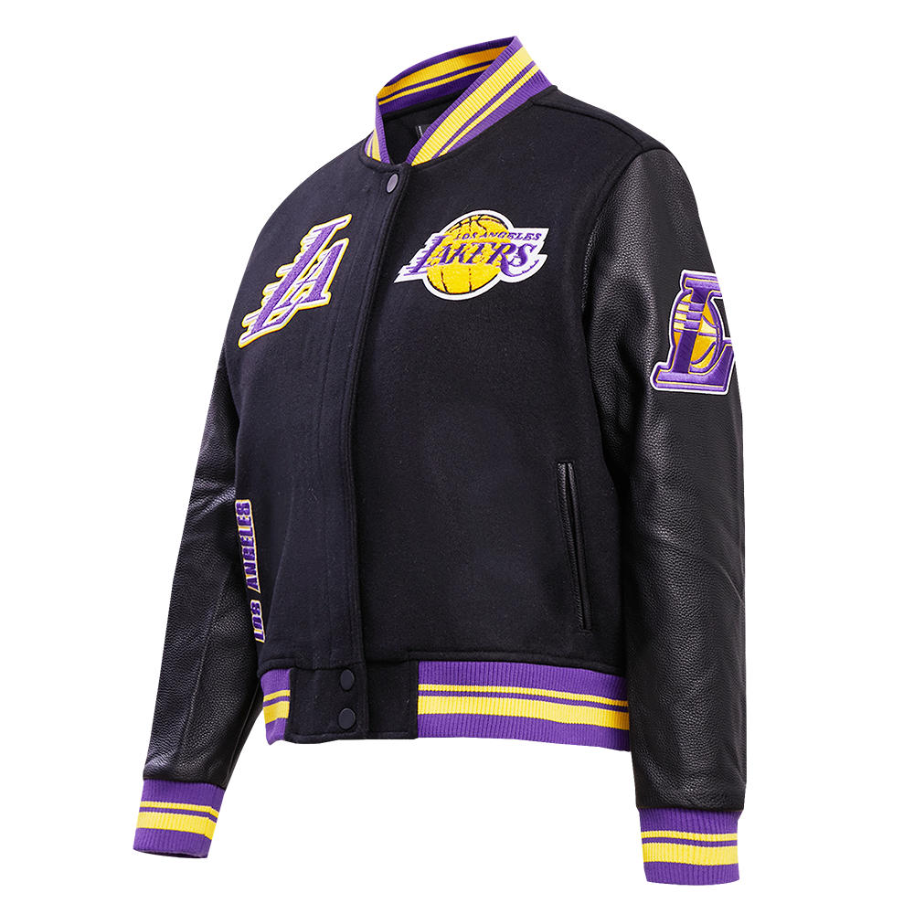 Pro Standard Women's Los Angeles Lakers Retro Classic Varsity Jacket - Black/Purple - BLACK/PURPLE Thumbnail View 3