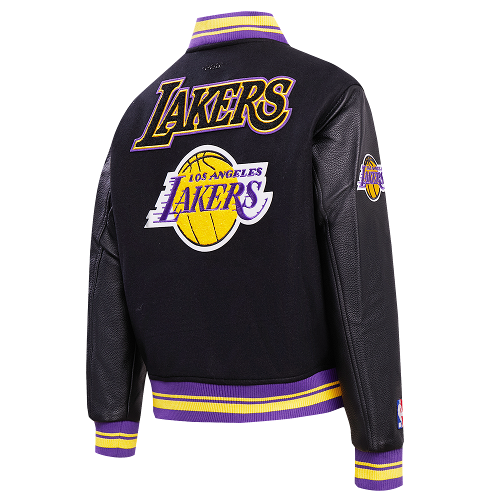 Pro Standard Women's Los Angeles Lakers Retro Classic Varsity Jacket - Black/Purple - BLACK/PURPLE Thumbnail View 4
