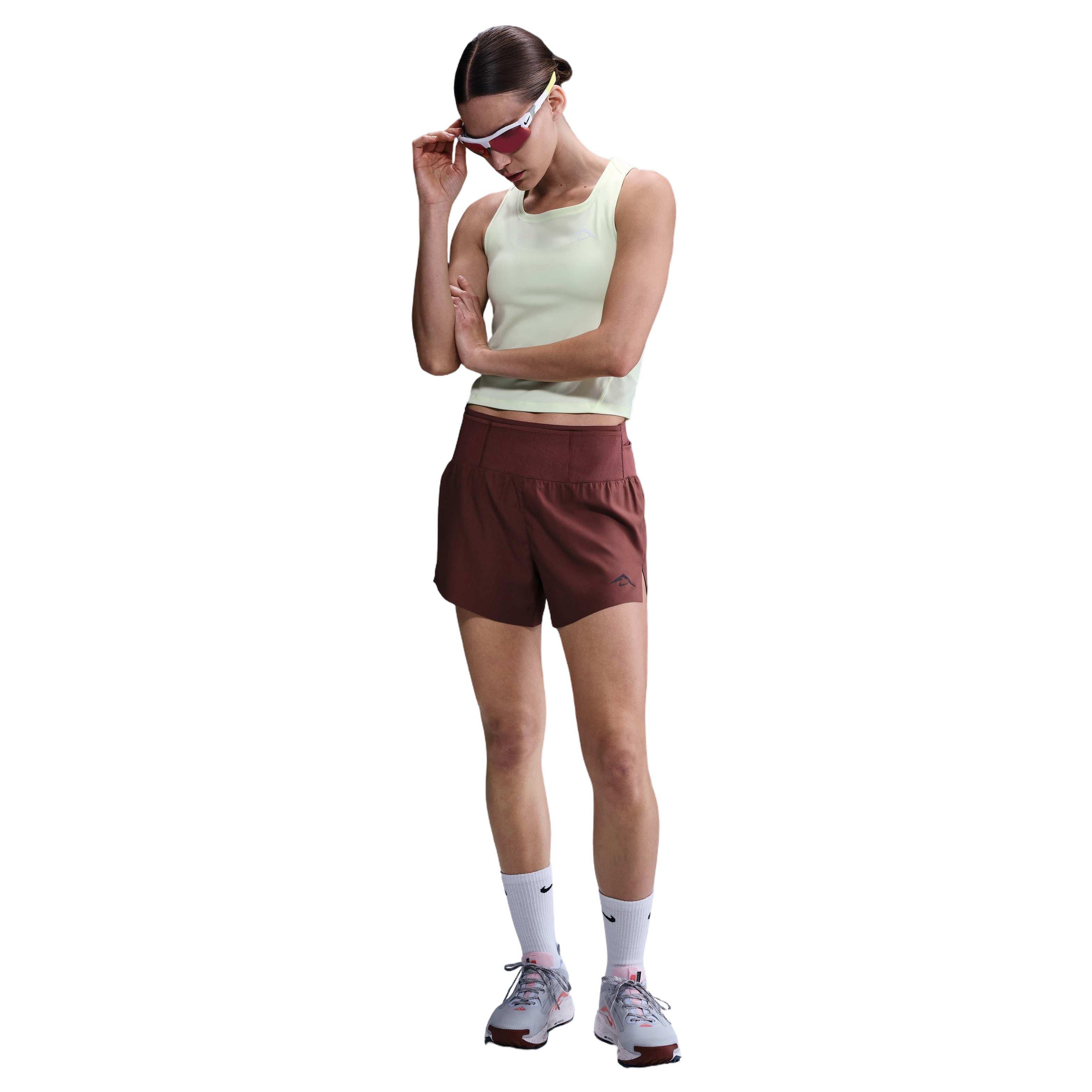 Nike Women's Trail Dri-FIT MR 4" Brief-Lined Running Shorts - DK BROWN Thumbnail View 1