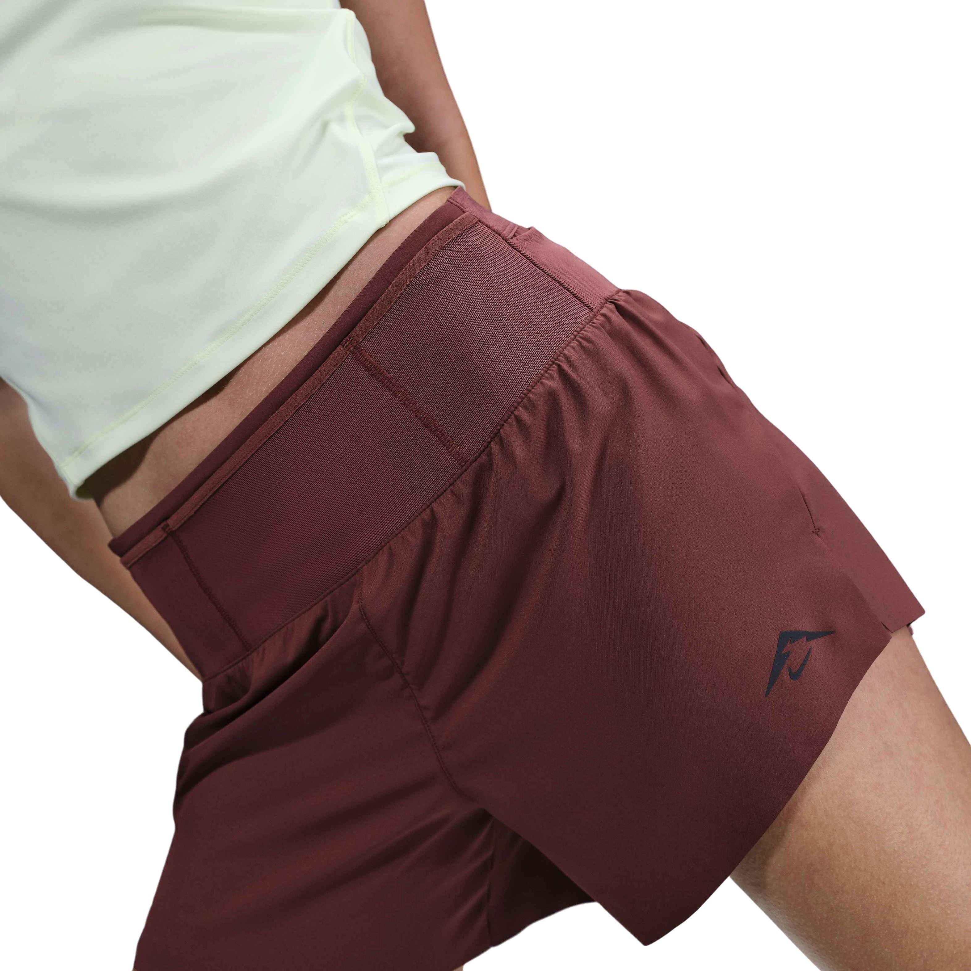 Nike Women's Trail Dri-FIT MR 4" Brief-Lined Running Shorts - DK BROWN Thumbnail View 3