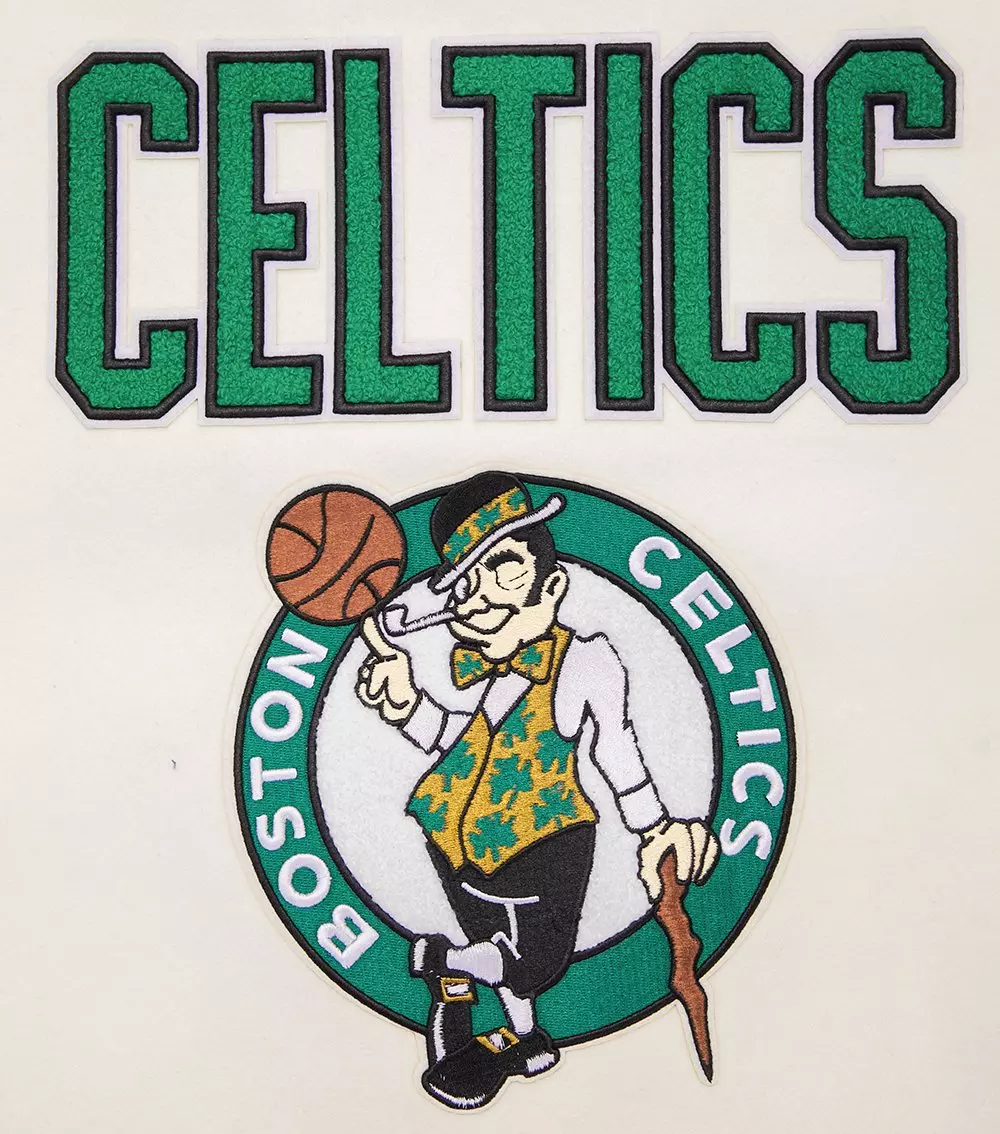 Pro Standard Women's Boston Celtics Retro Classic Varsity Jacket - Eggshell/Green - EGGSHELL/GREEN