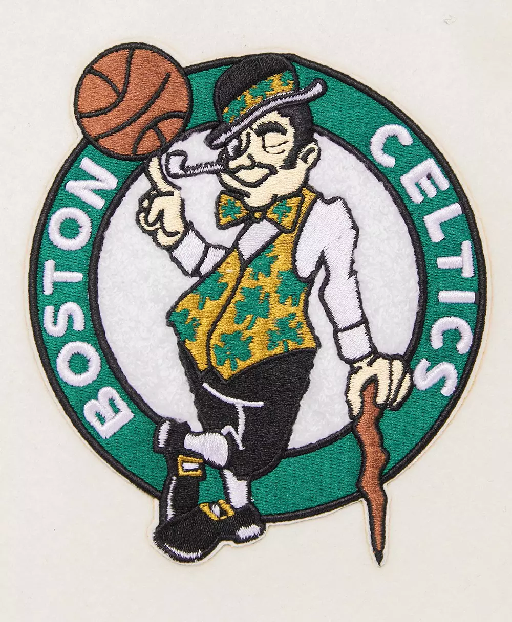 Pro Standard Women's Boston Celtics Retro Classic Varsity Jacket - Eggshell/Green - EGGSHELL/GREEN