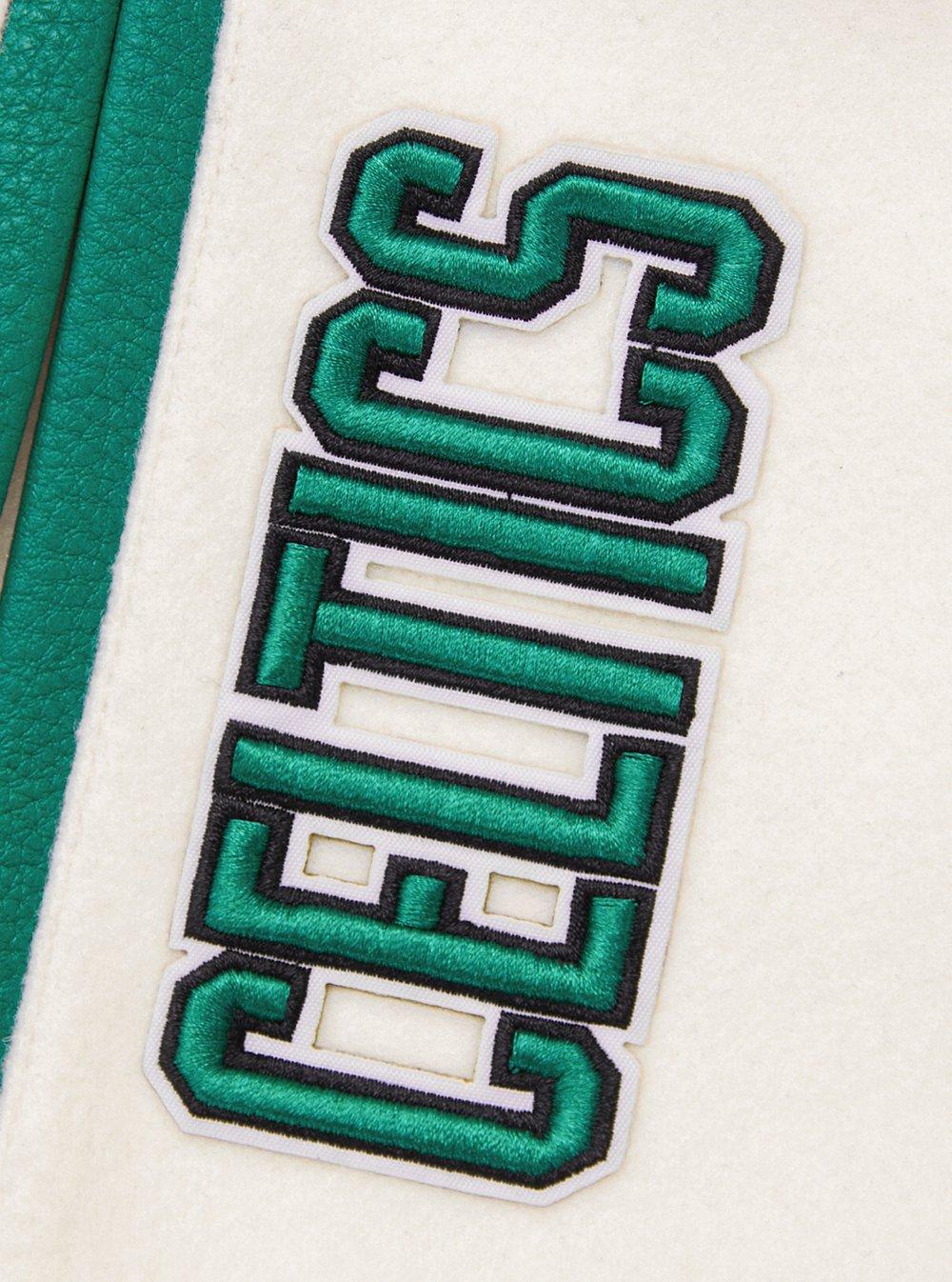 Pro Standard Women's Boston Celtics Retro Classic Varsity Jacket - Eggshell/Green - EGGSHELL/GREEN Thumbnail View 8