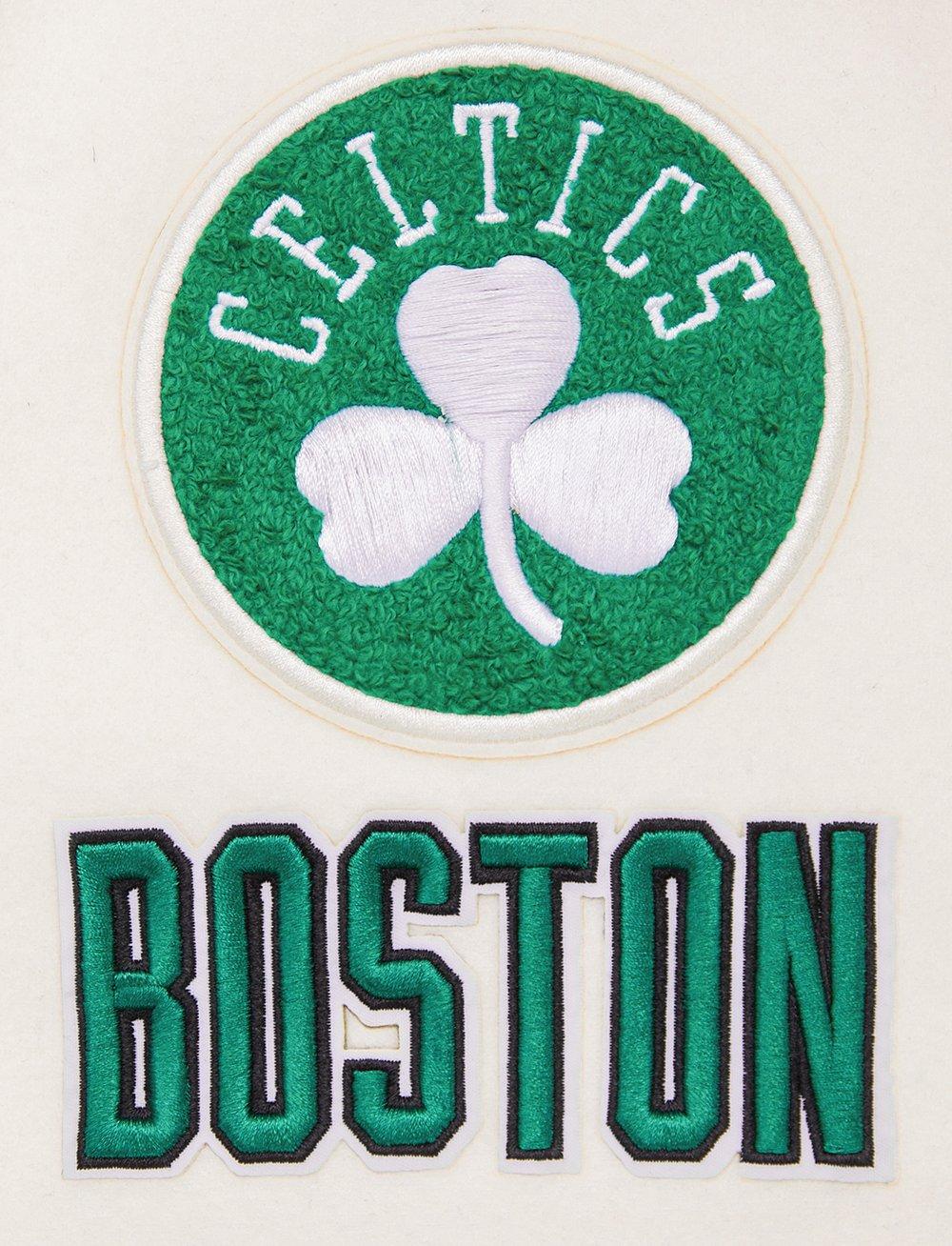 Pro Standard Women's Boston Celtics Retro Classic Varsity Jacket - Eggshell/Green - EGGSHELL/GREEN Thumbnail View 9