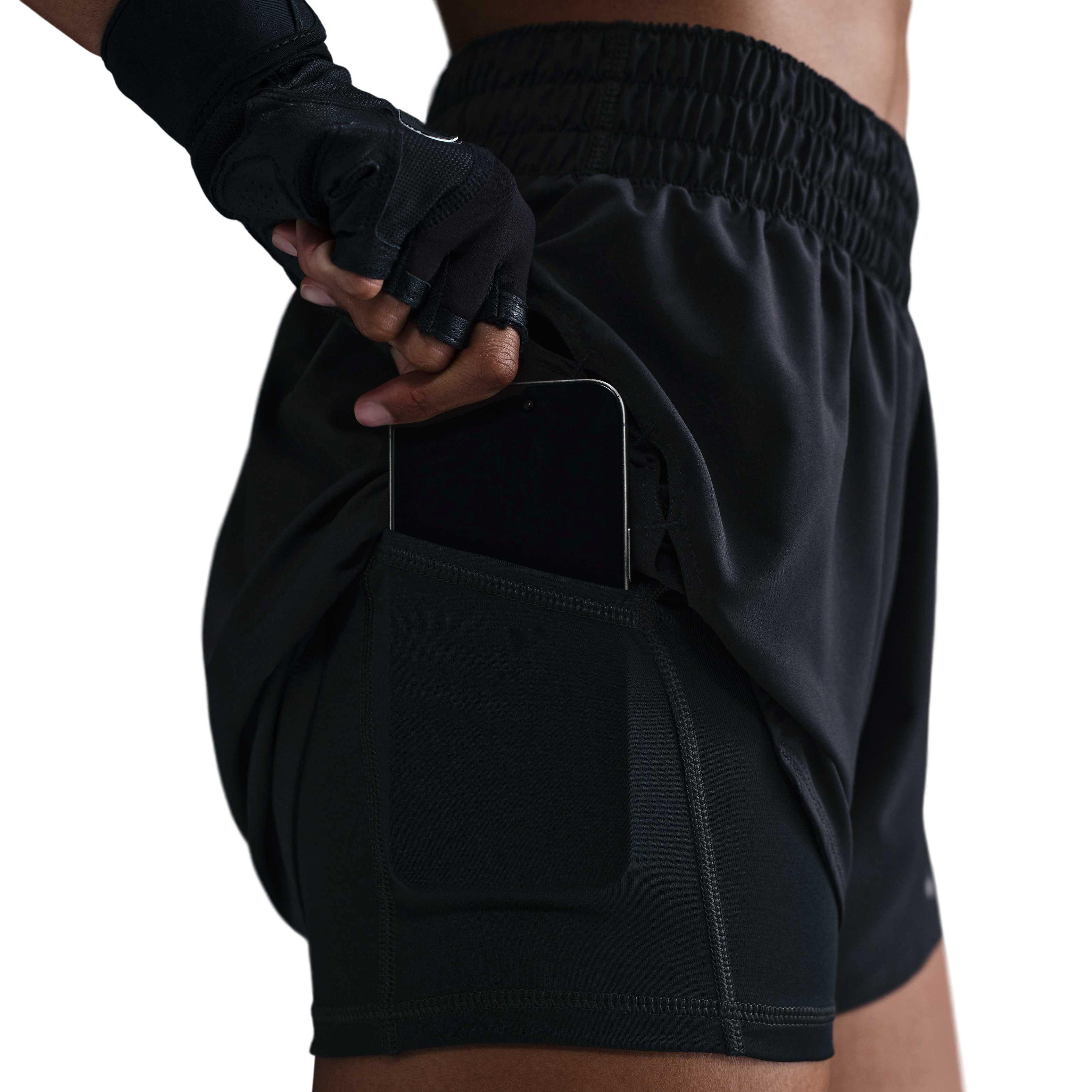 Nike Women's One Dri-FIT 2-in-1 Shorts - Black - BLACK Thumbnail View 6