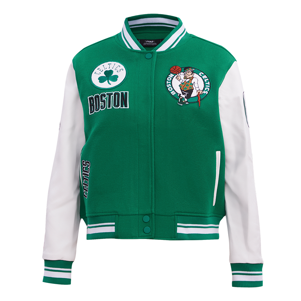 Pro Standard Women's Boston Celtics Retro Classic Varsity Jacket - Green/White - GREEN/WHITE Thumbnail View 1