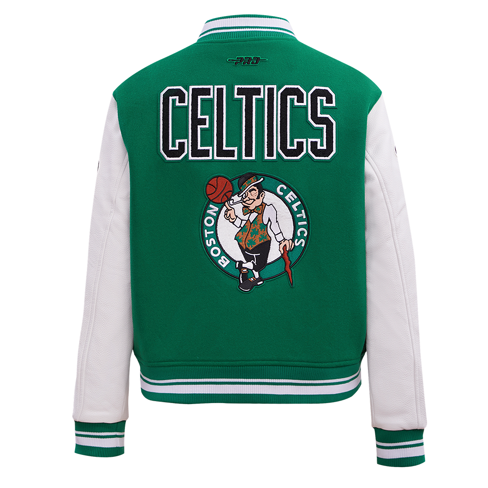 Pro Standard Women's Boston Celtics Retro Classic Varsity Jacket - Green/White - GREEN/WHITE Thumbnail View 2