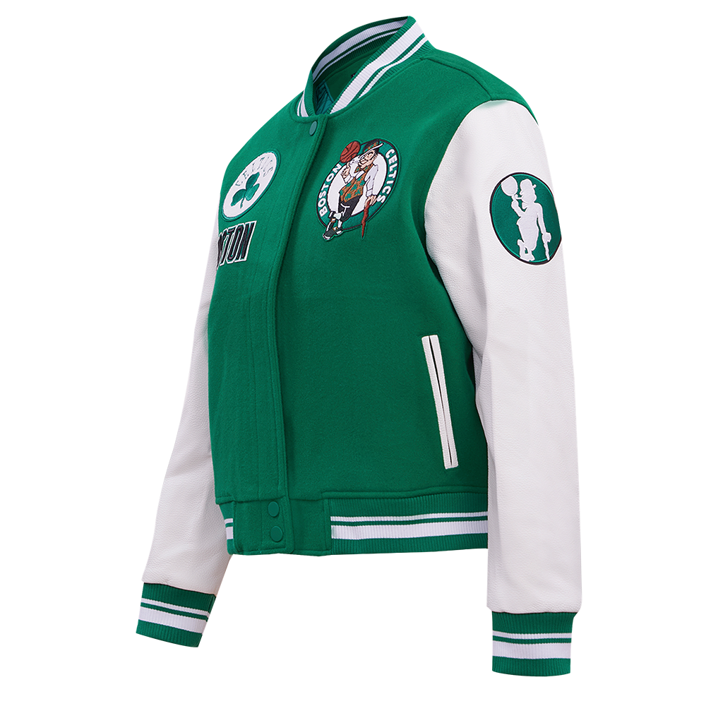 Pro Standard Women's Boston Celtics Retro Classic Varsity Jacket - Green/White - GREEN/WHITE Thumbnail View 3