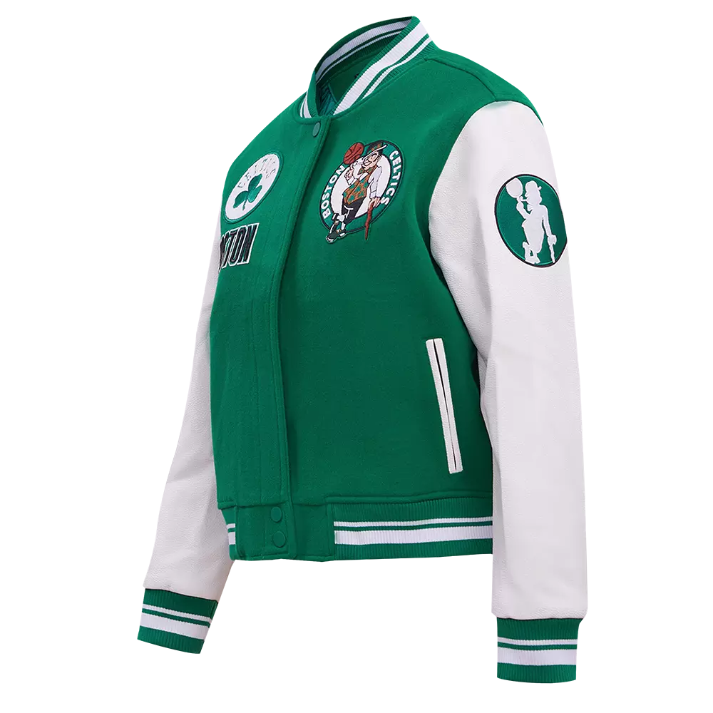 Pro Standard Women's Boston Celtics Retro Classic Varsity Jacket - Green/White - GREEN/WHITE