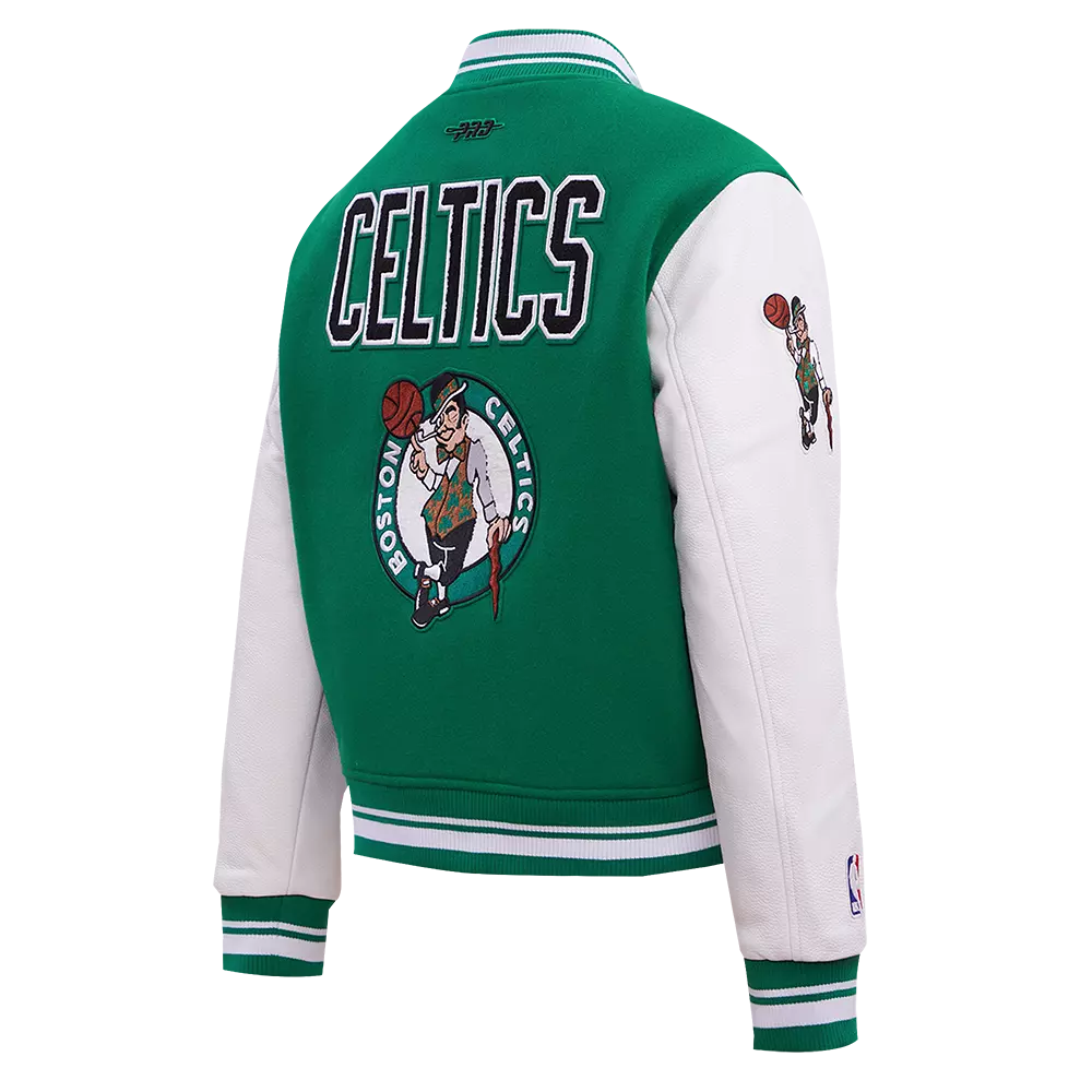 Pro Standard Women's Boston Celtics Retro Classic Varsity Jacket - Green/White - GREEN/WHITE