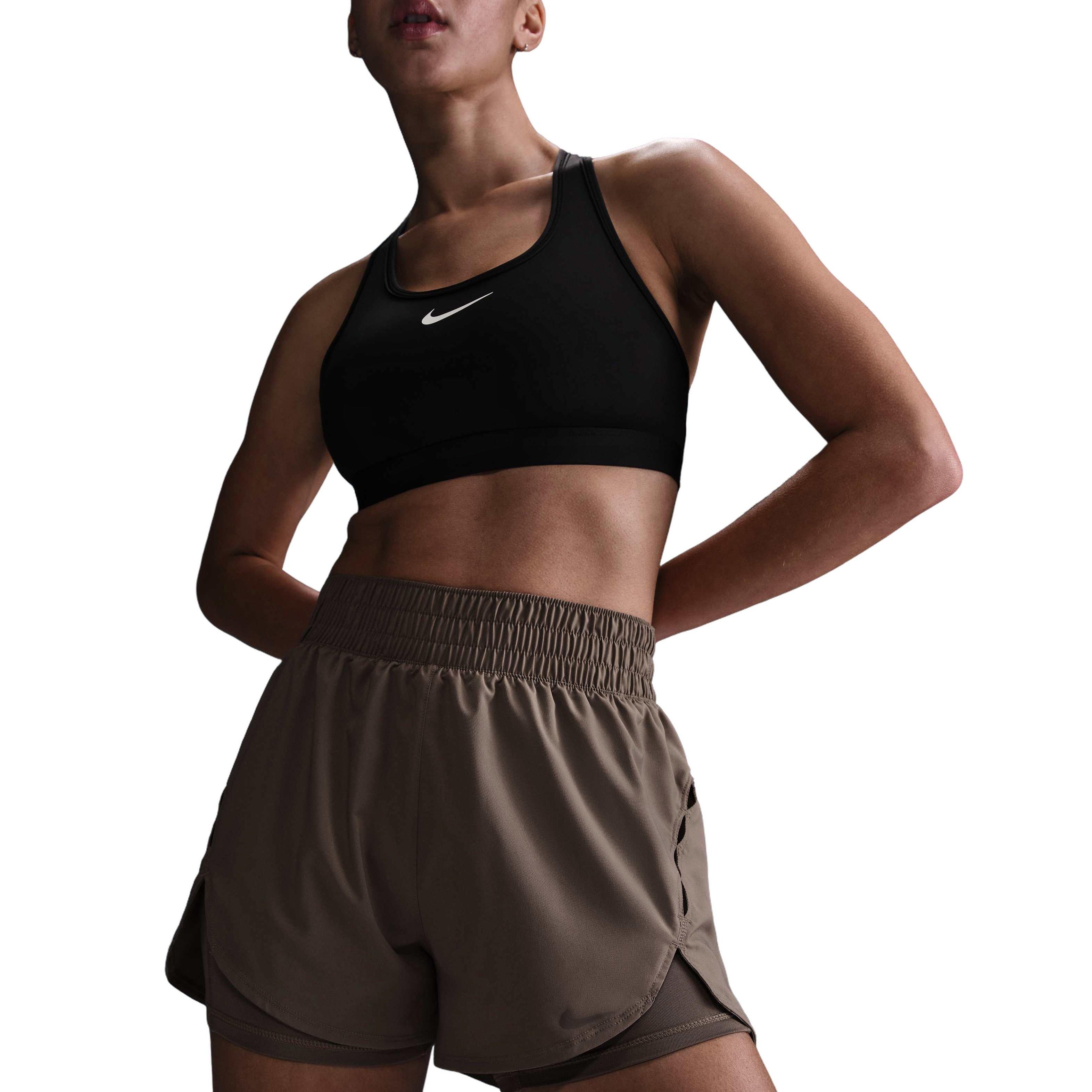 Nike Women's One Dri-FIT 2-in-1 Shorts -Brown - BROWN Thumbnail View 1