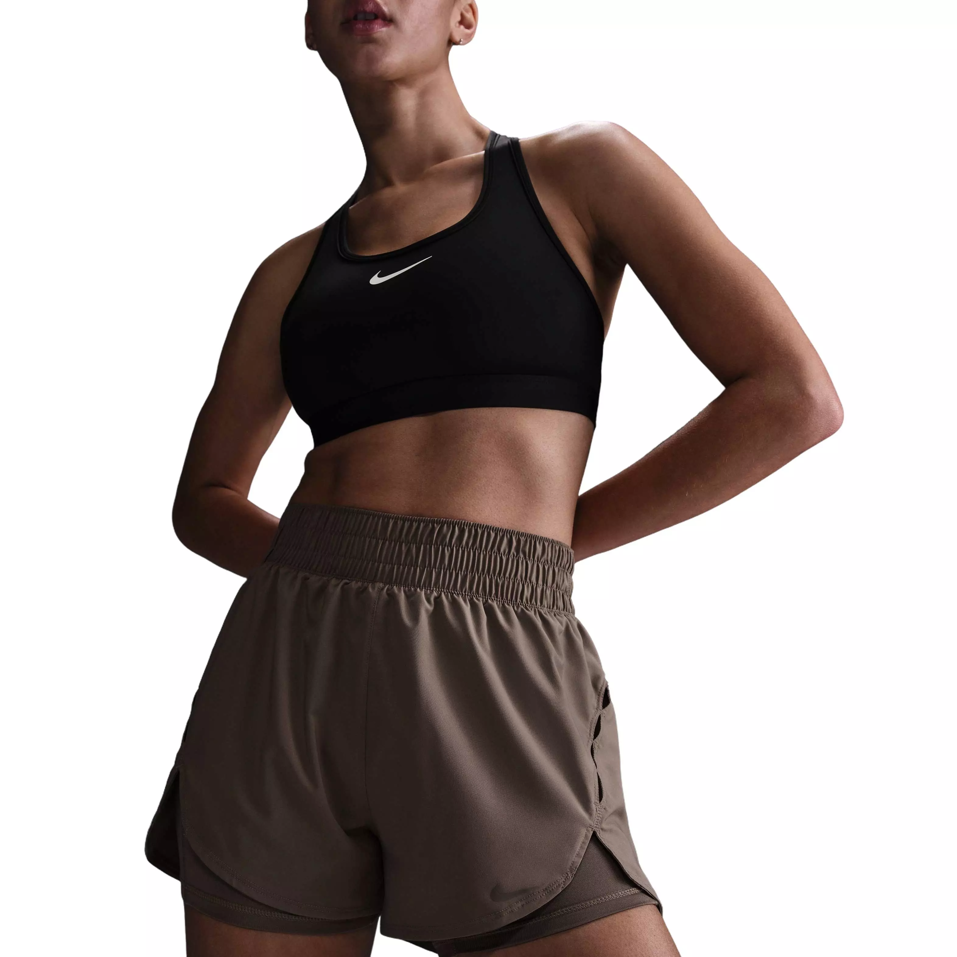 Nike Women's One Dri-FIT 2-in-1 Shorts -Brown - BROWN