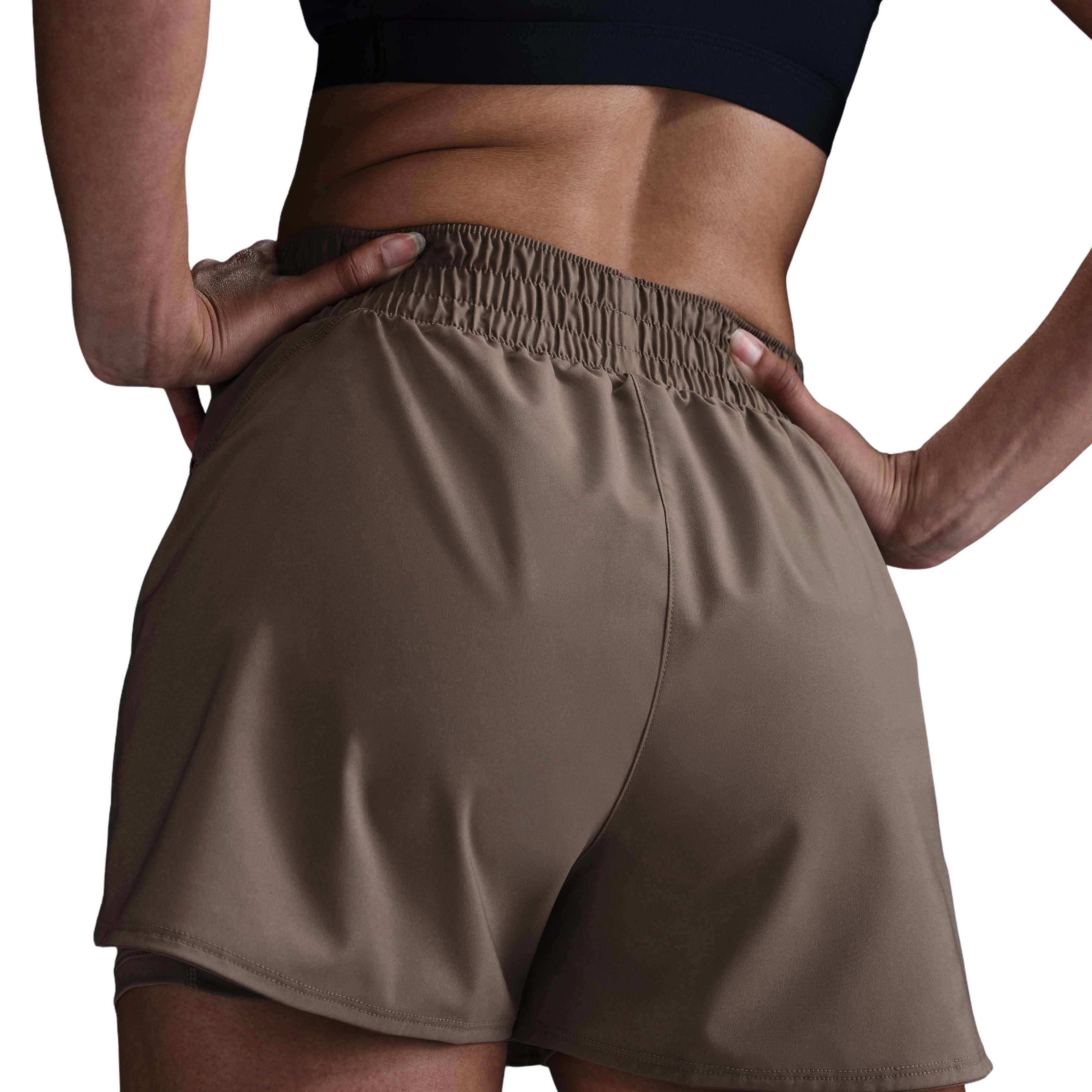Nike Women's One Dri-FIT 2-in-1 Shorts -Brown - BROWN Thumbnail View 2