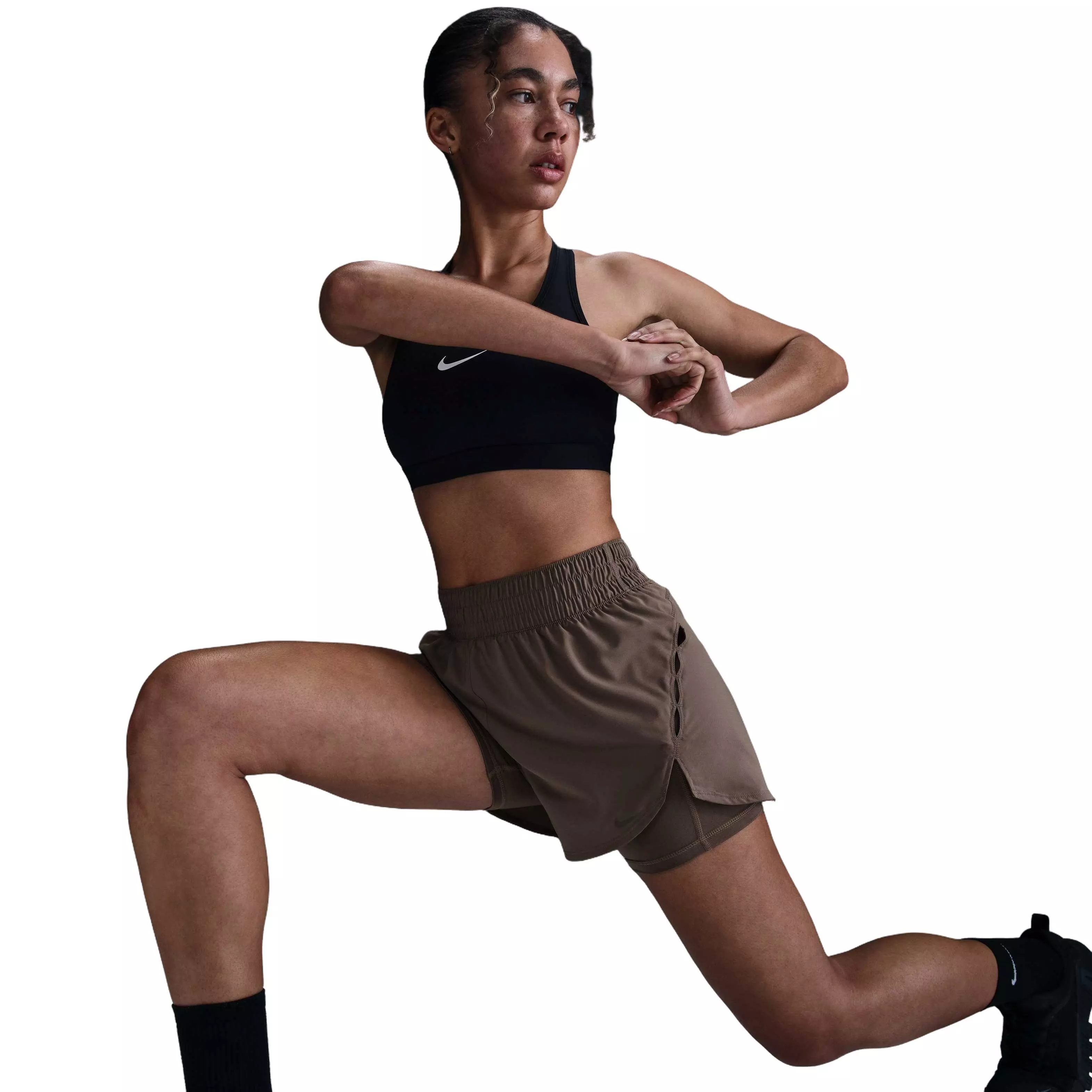 Nike Women's One Dri-FIT 2-in-1 Shorts -Brown - BROWN