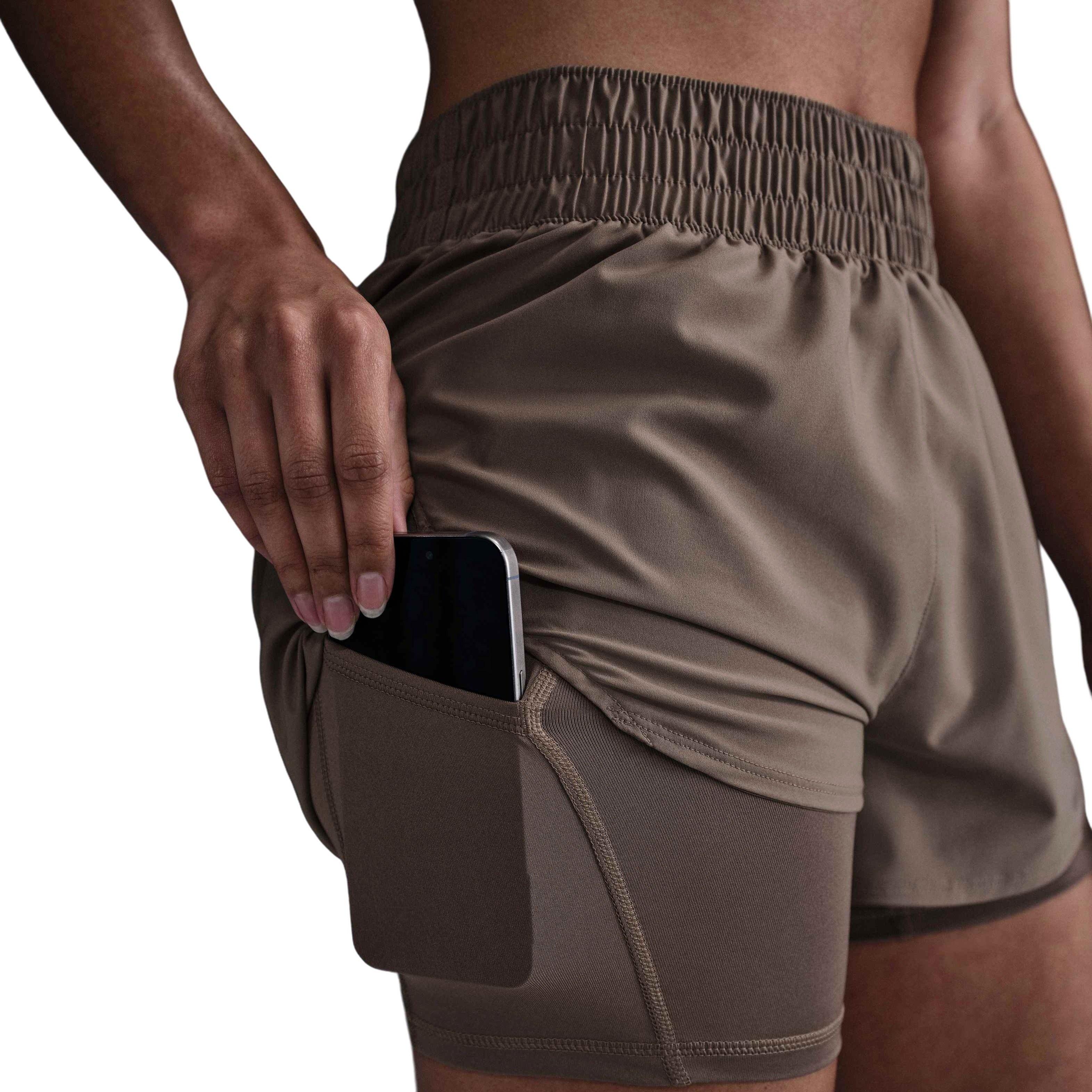 Nike Women's One Dri-FIT 2-in-1 Shorts -Brown - BROWN Thumbnail View 6