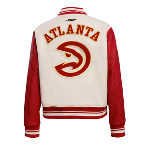 Pro Standard Women's Atlanta Hawks Retro Classic Varsity Jacket - Eggshell/Red