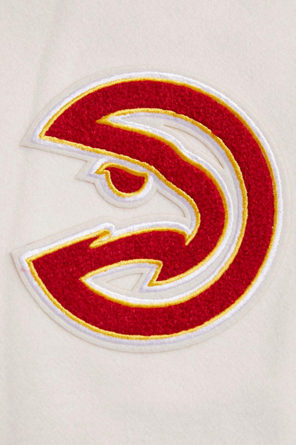 Pro Standard Women's Atlanta Hawks Retro Classic Varsity Jacket - Eggshell/Red - EGGSHELL/RED Thumbnail View 5