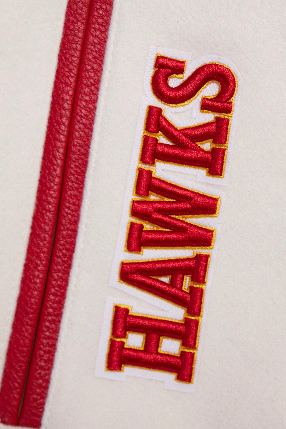 Pro Standard Women's Atlanta Hawks Retro Classic Varsity Jacket - Eggshell/Red - EGGSHELL/RED Thumbnail View 6