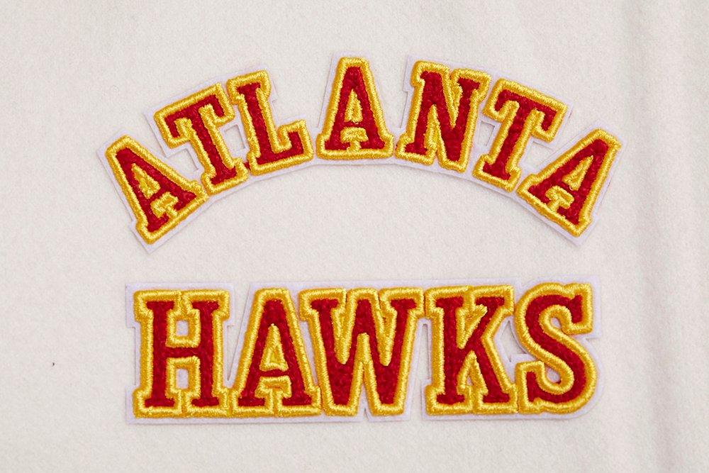 Pro Standard Women's Atlanta Hawks Retro Classic Varsity Jacket - Eggshell/Red - EGGSHELL/RED Thumbnail View 9