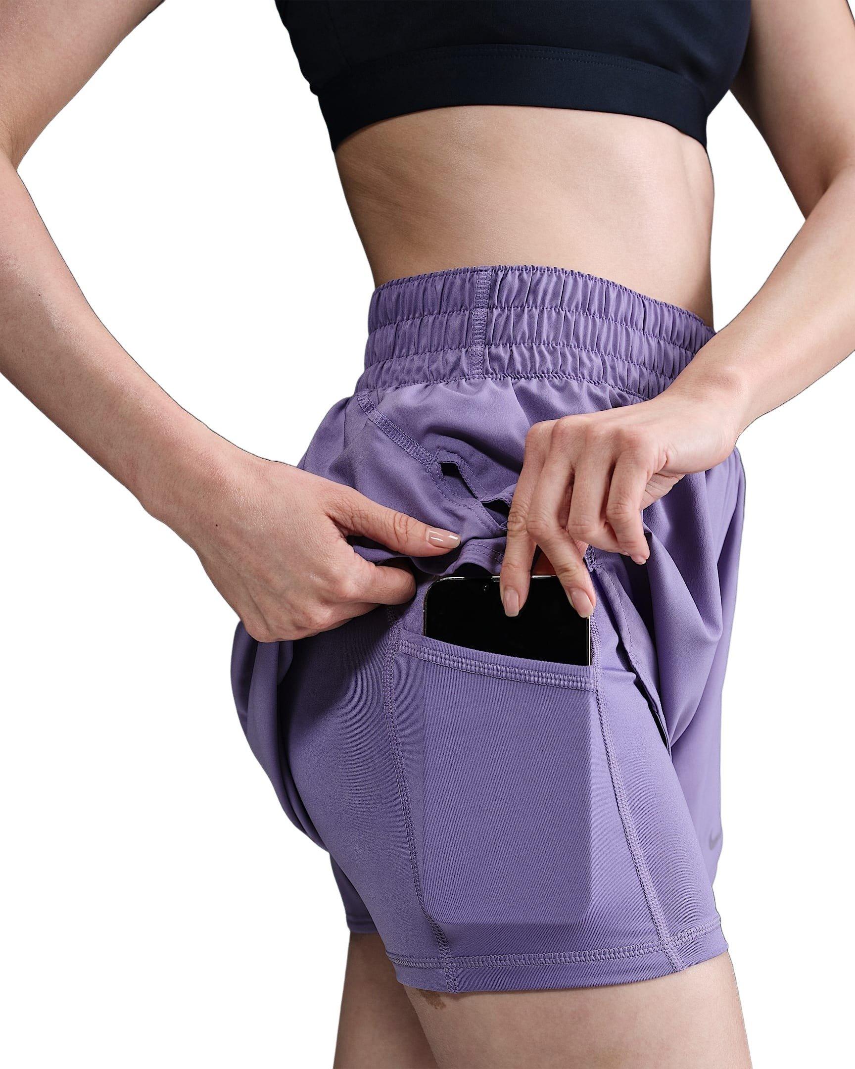 Nike Women's One Dri-FIT 2-in-1 Shorts -Purple - PURPLE Thumbnail View 3