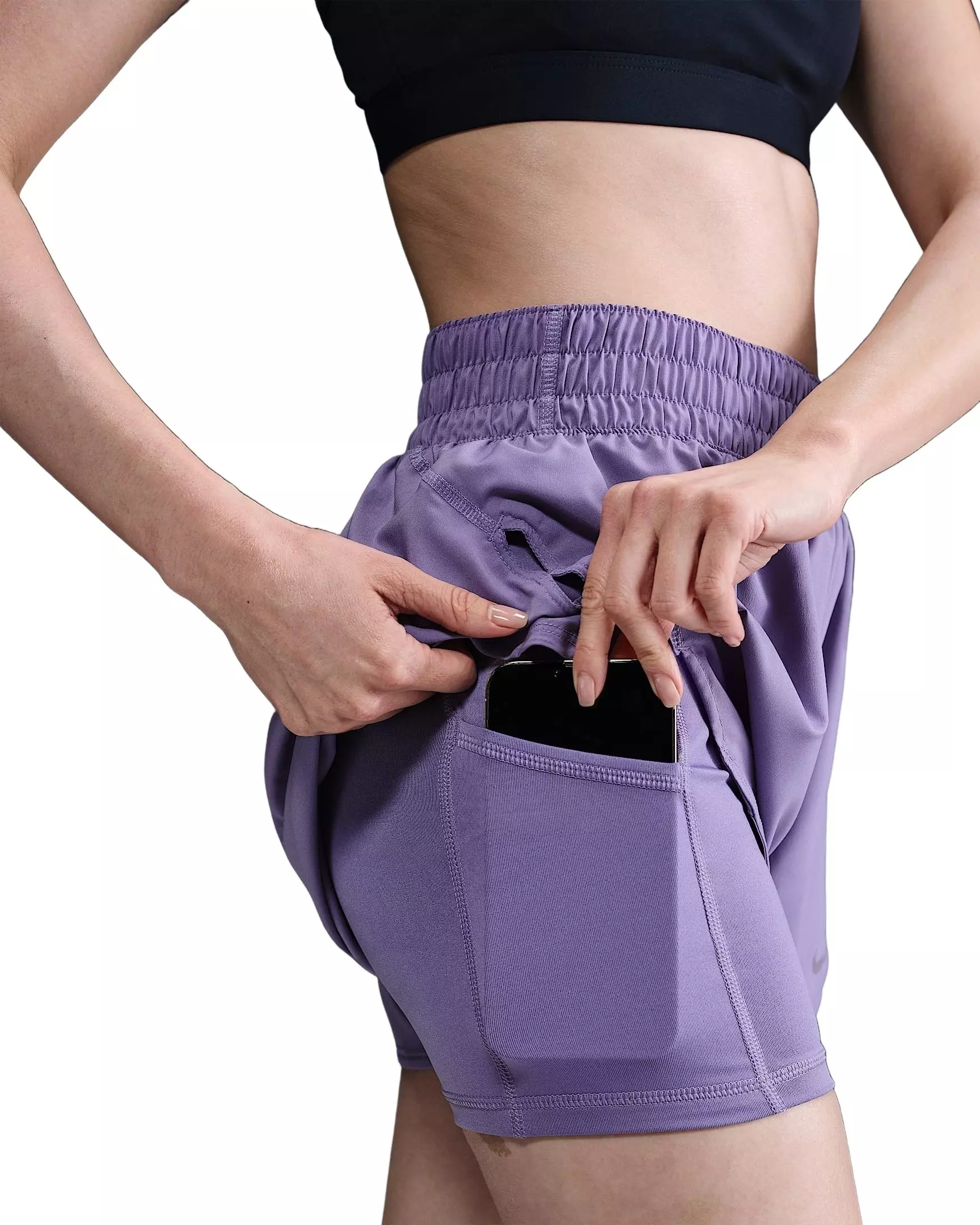 Nike Women's One Dri-FIT 2-in-1 Shorts -Purple - PURPLE