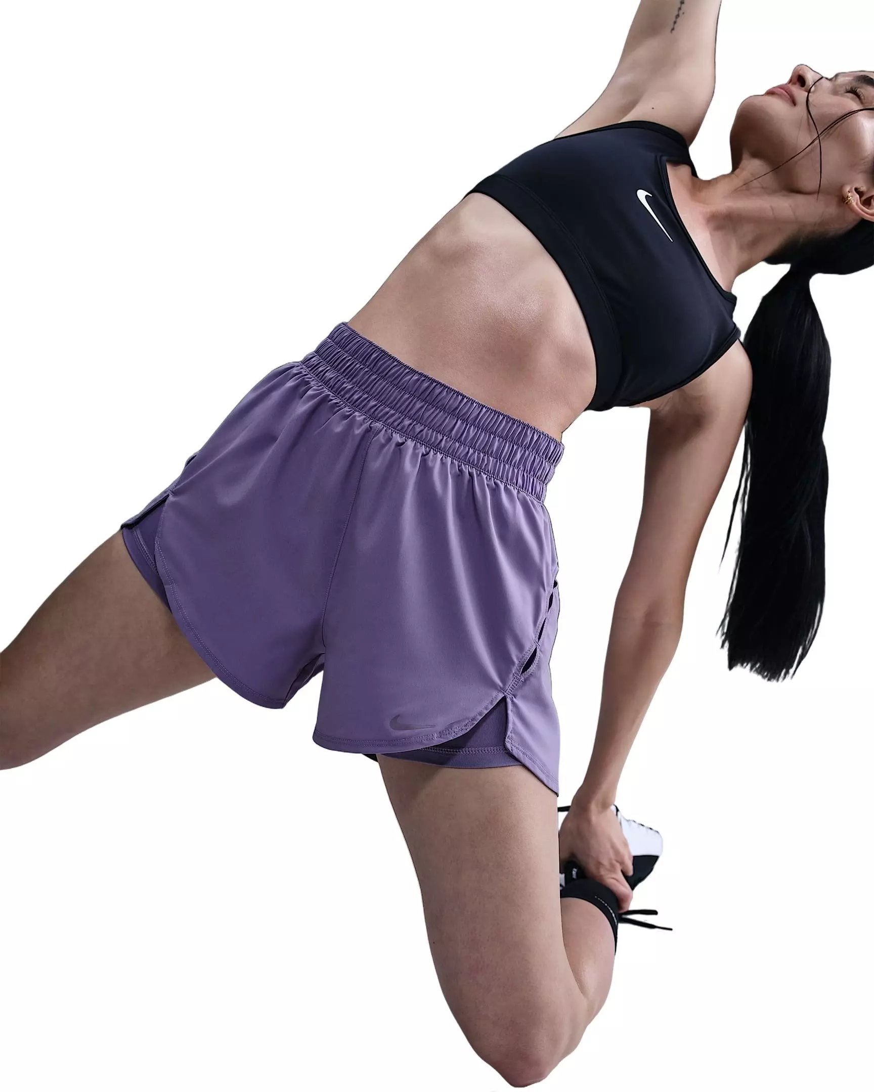 Nike Women's One Dri-FIT 2-in-1 Shorts -Purple - PURPLE