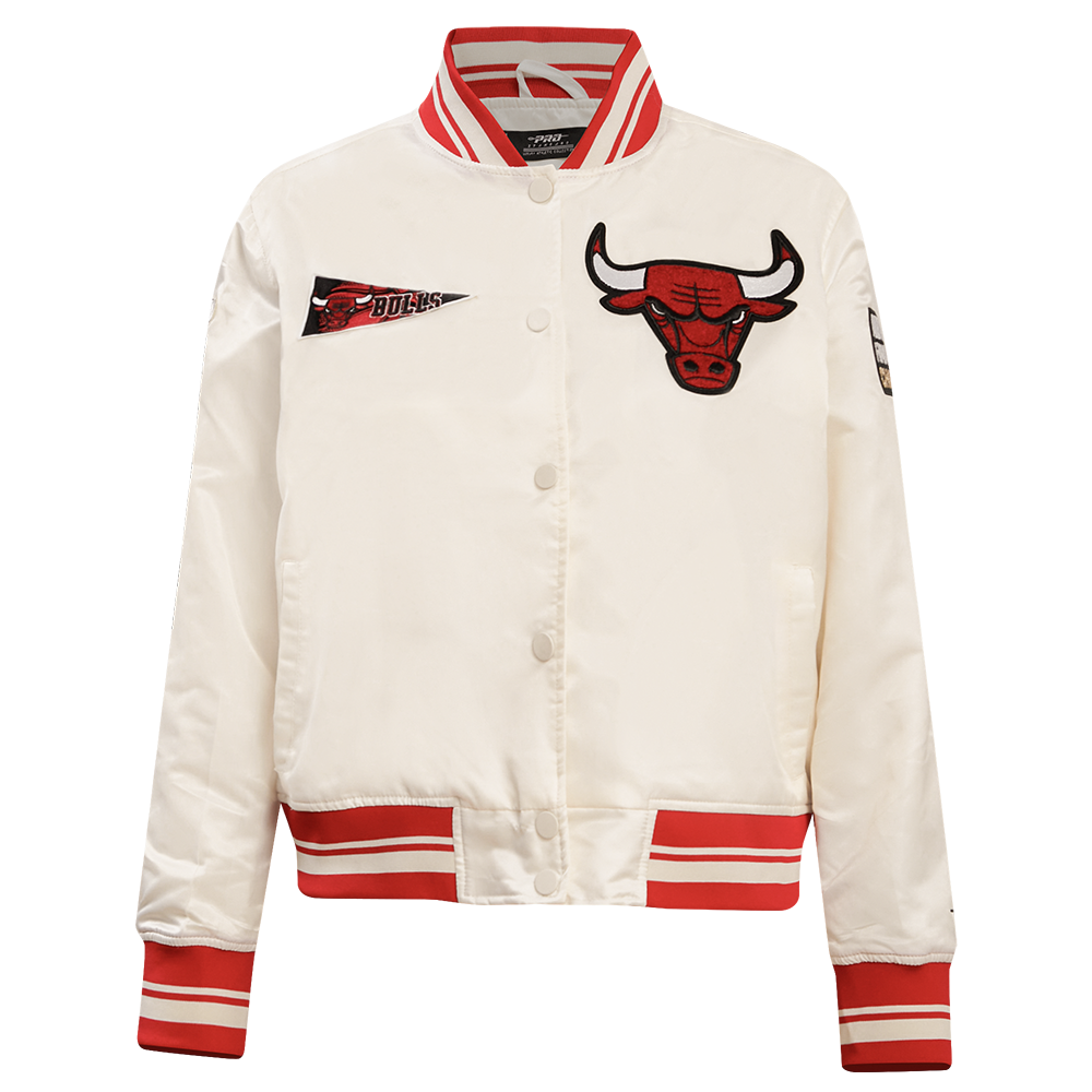 Pro Standard Women's Chicago Bulls Retro Classic Varsity Jacket - Eggshell/Red - EGGSHELL/RED Thumbnail View 1