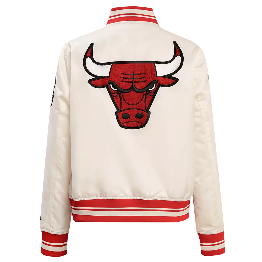 Pro Standard Women's Chicago Bulls Retro Classic Varsity Jacket - Cream/Red - EGGSHELL/RED