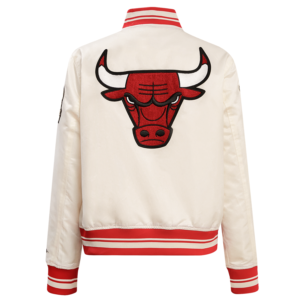 Pro Standard Women's Chicago Bulls Retro Classic Varsity Jacket - Eggshell/Red - EGGSHELL/RED Thumbnail View 2
